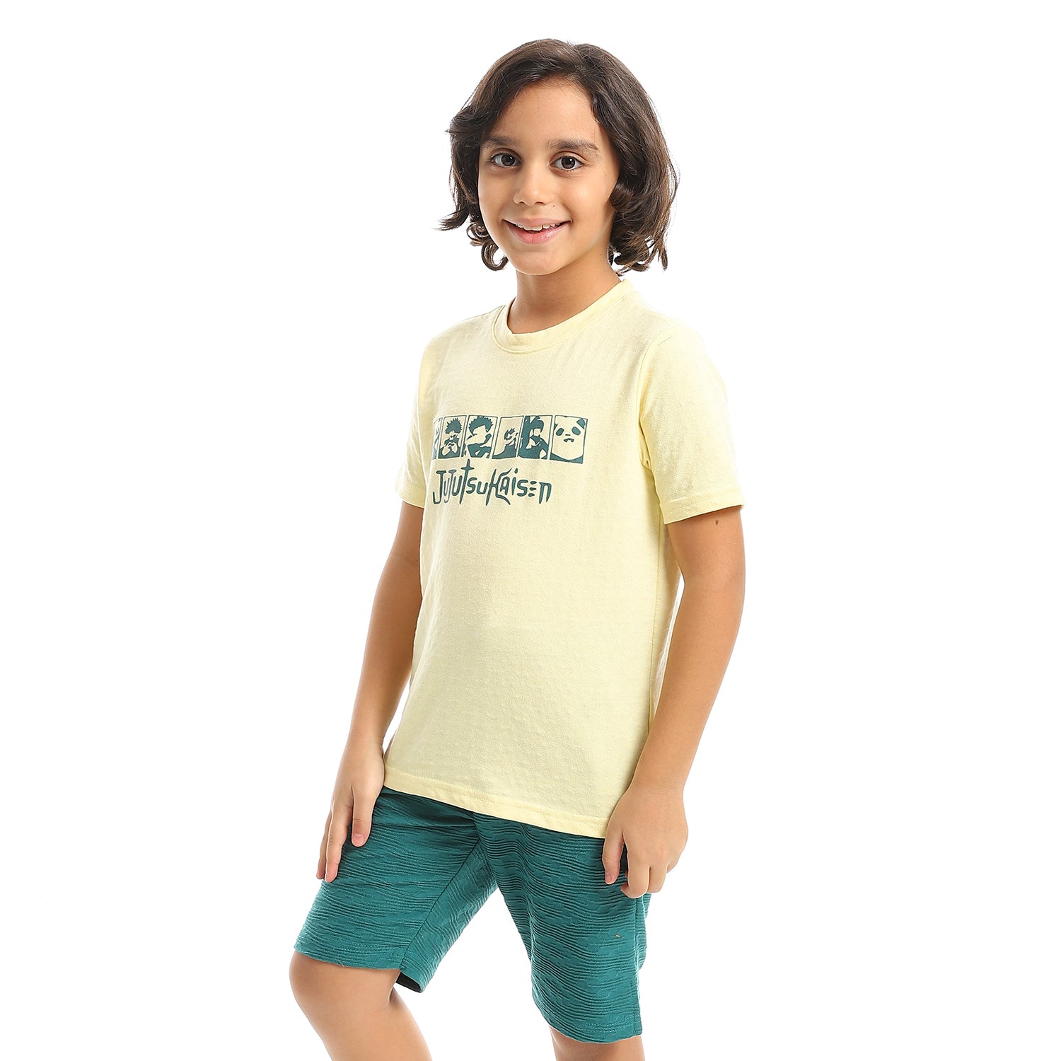Kids' Jacquard Pajama Set with Printed -Lite Yellow