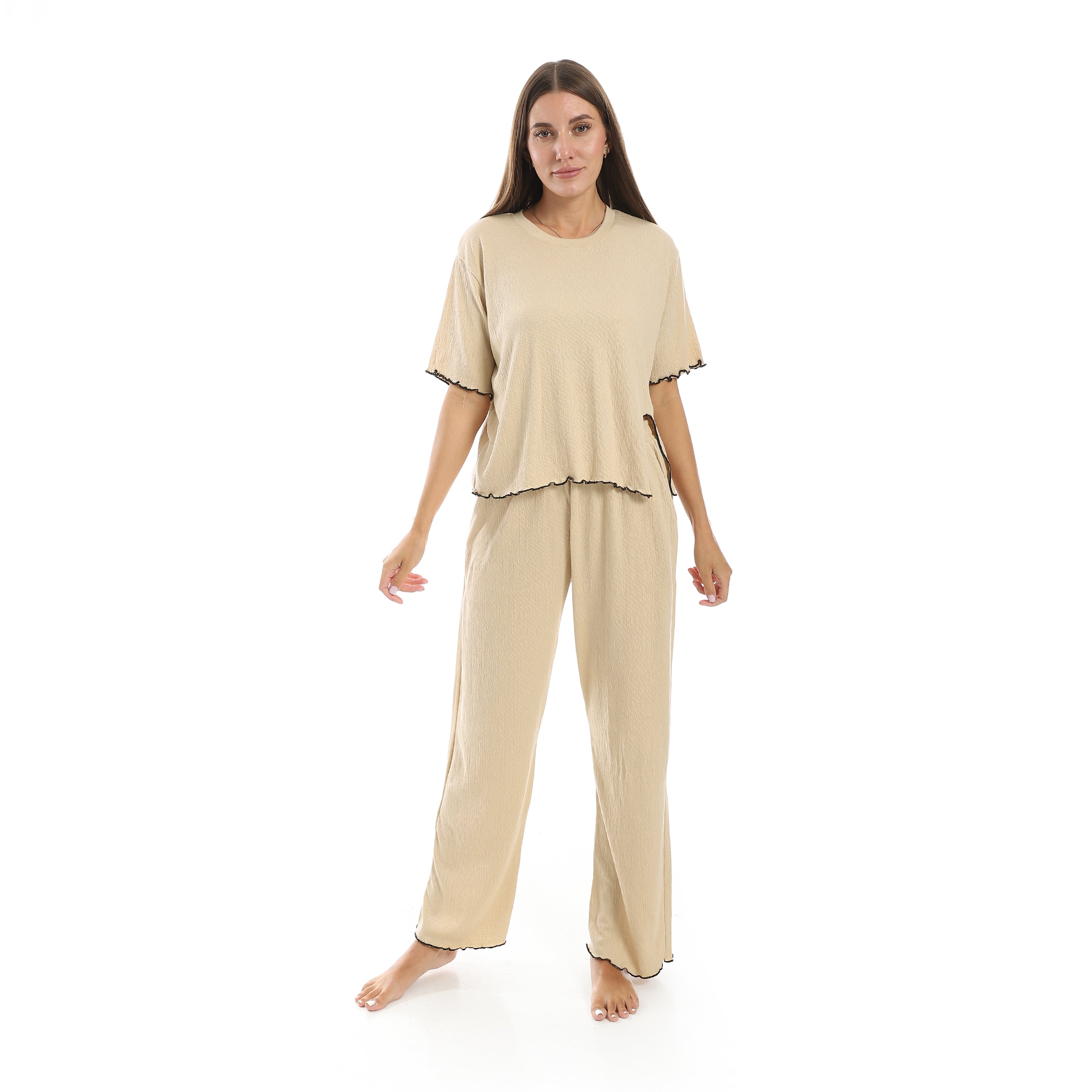 Women’s Jacquard Pajama Set - Beige