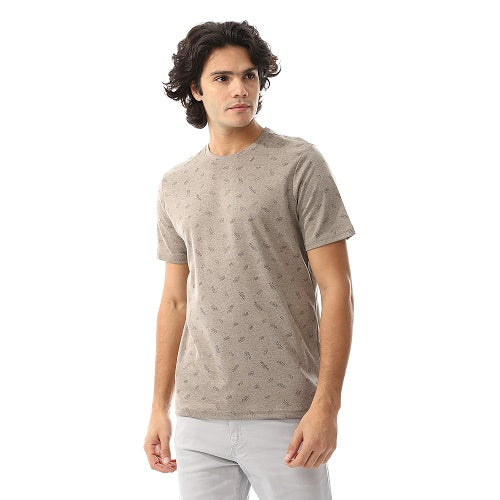 Men's Casual Jacquard T-Shirt - Everyday Comfort-Dark green