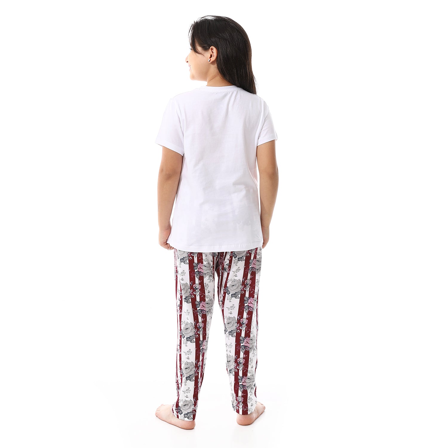 Girl's Summer Pajama , Soft and Comfy - White & Red