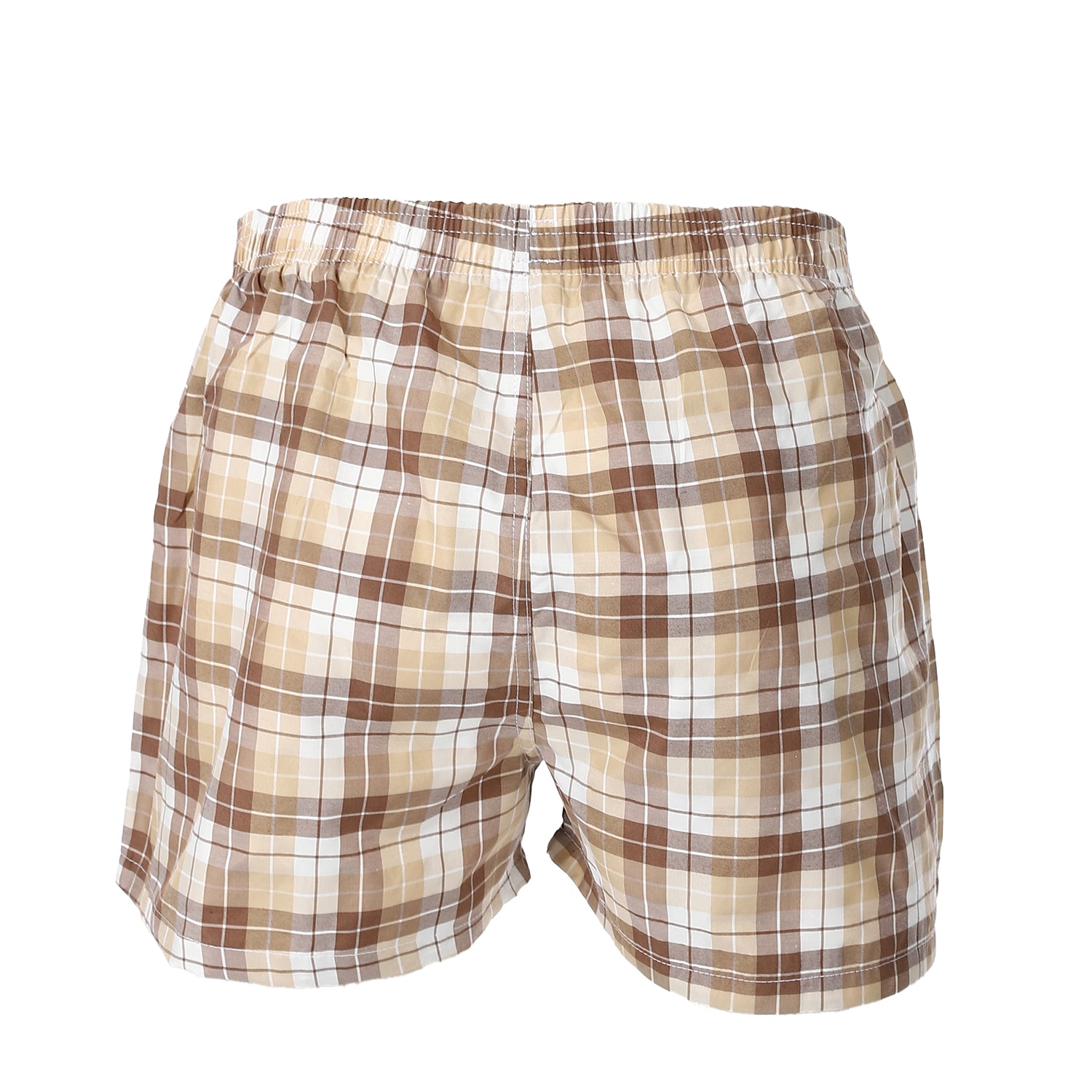 Men's Plaid Boxer, Stylish Beige Comfy Made Cotton