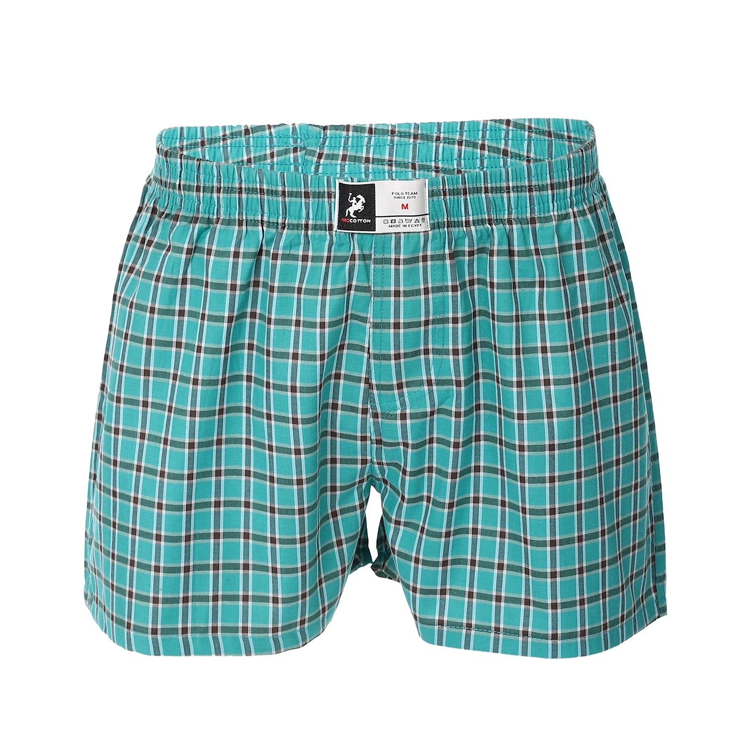 Men's Plaid Boxer, Stylish Turquoise Comfy Made Cotton