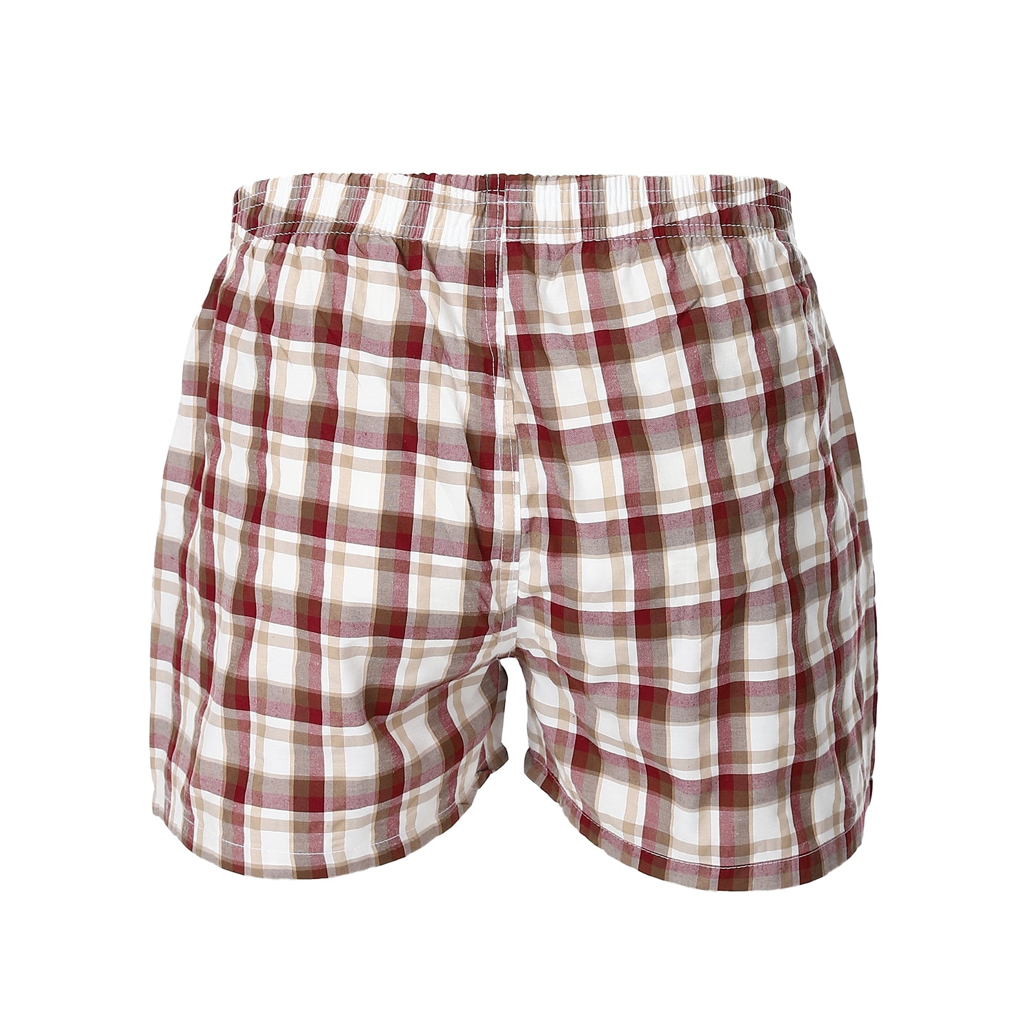 Men's Plaid Boxer, Stylish Dark Red Comfy Made Cotton