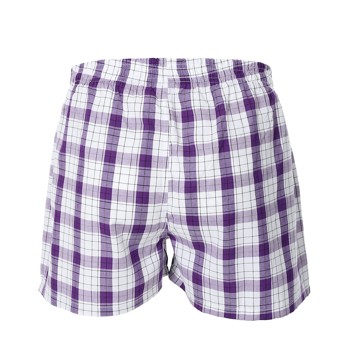 Men's Plaid Boxer, Stylish Lite Purple Comfy Made Cotton