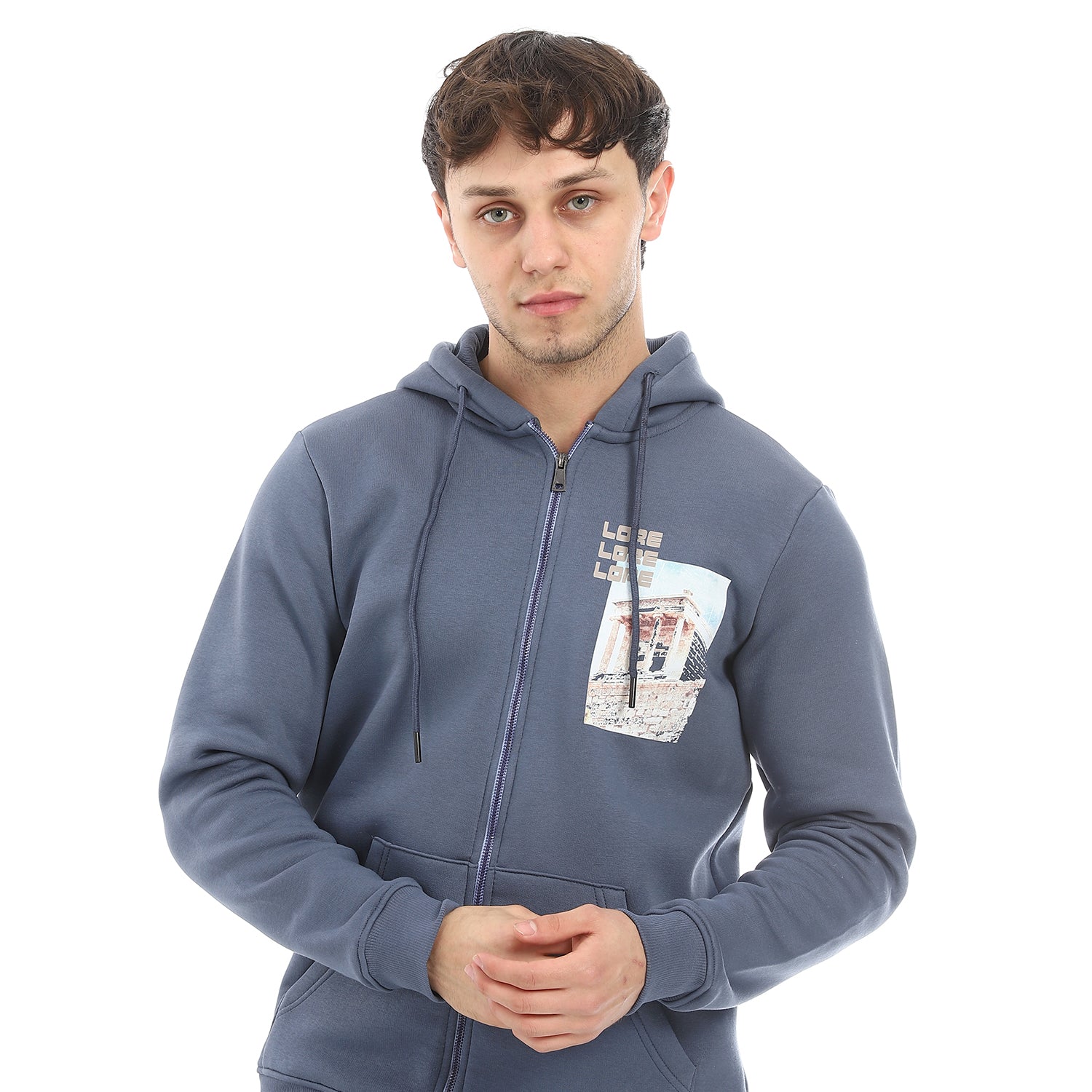 Men's Indigo Printed Winter Hoodie - Modern And Warm Loungewear