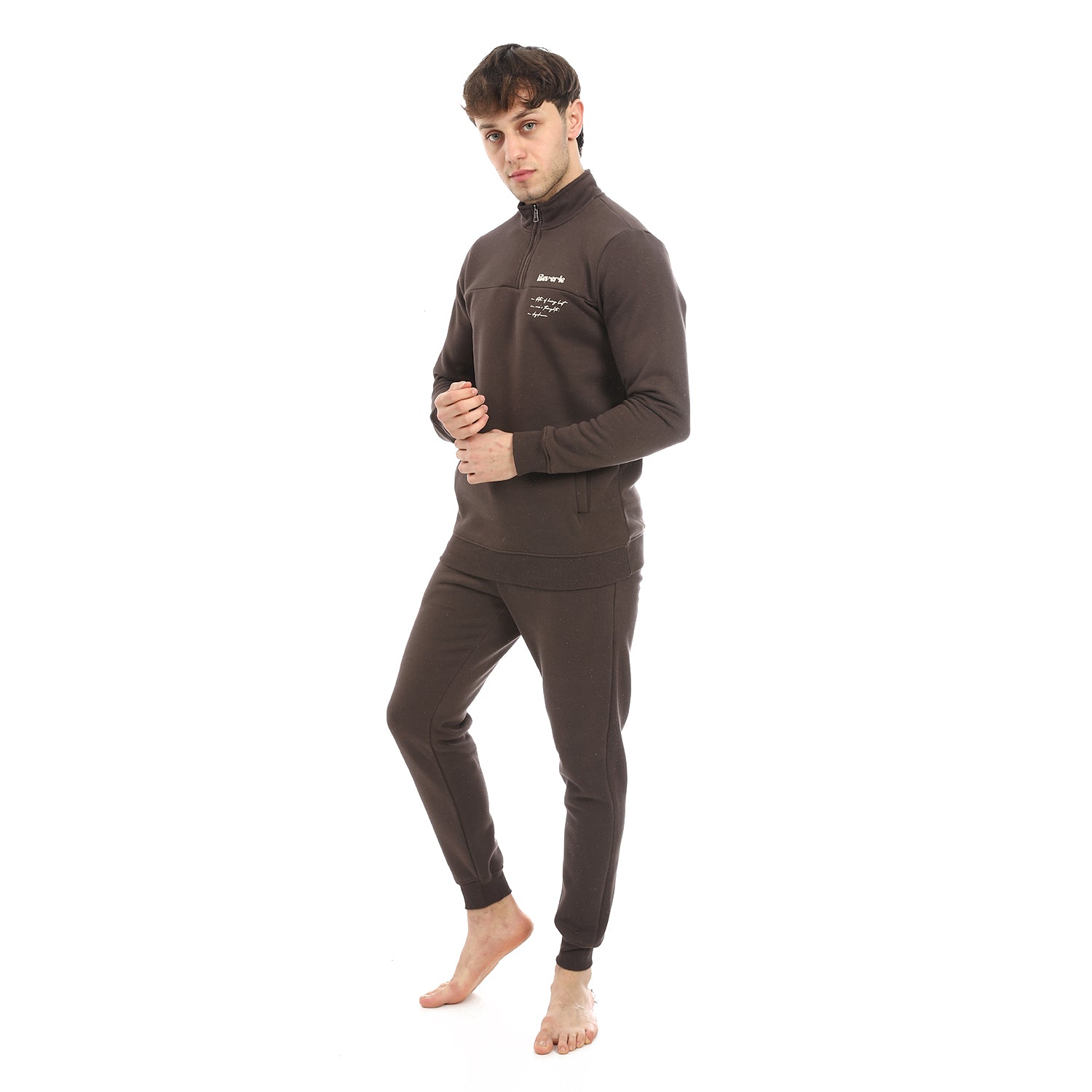 Men's Winter High Neck Pajama - Brown