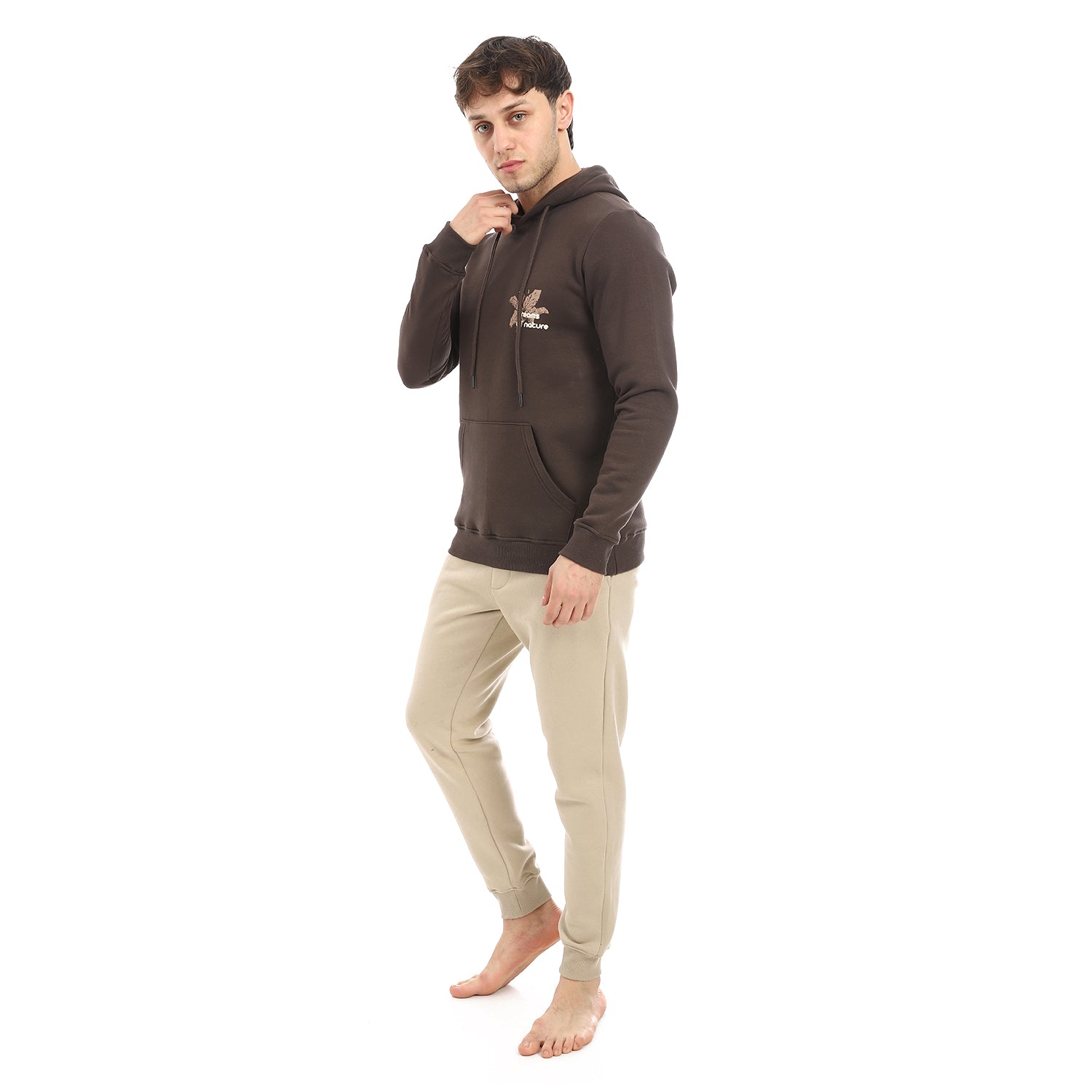 Men's Winter Hoodie Pajamas - Brown