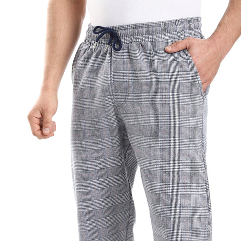 Men's red cotton check pants-SLV