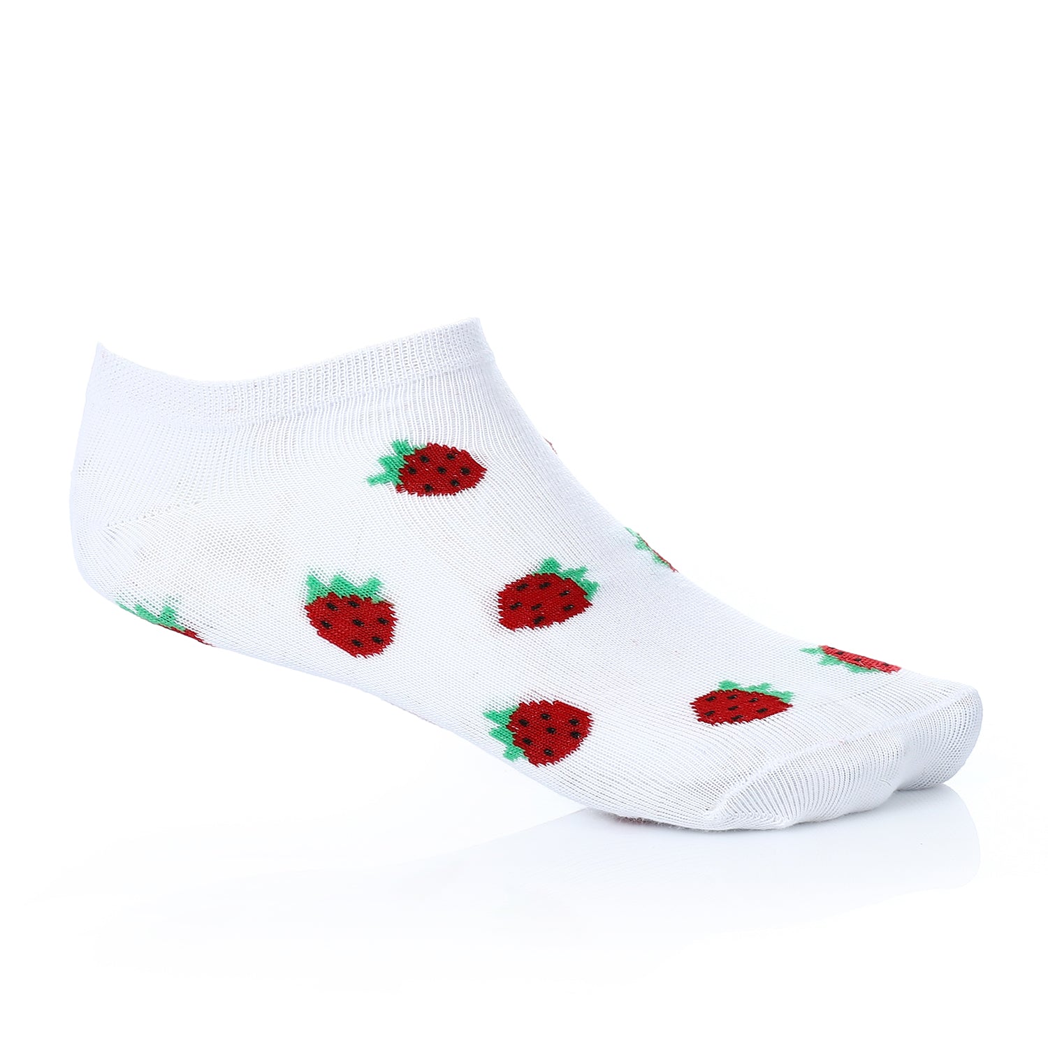 Women Socket Socks with Printed - White