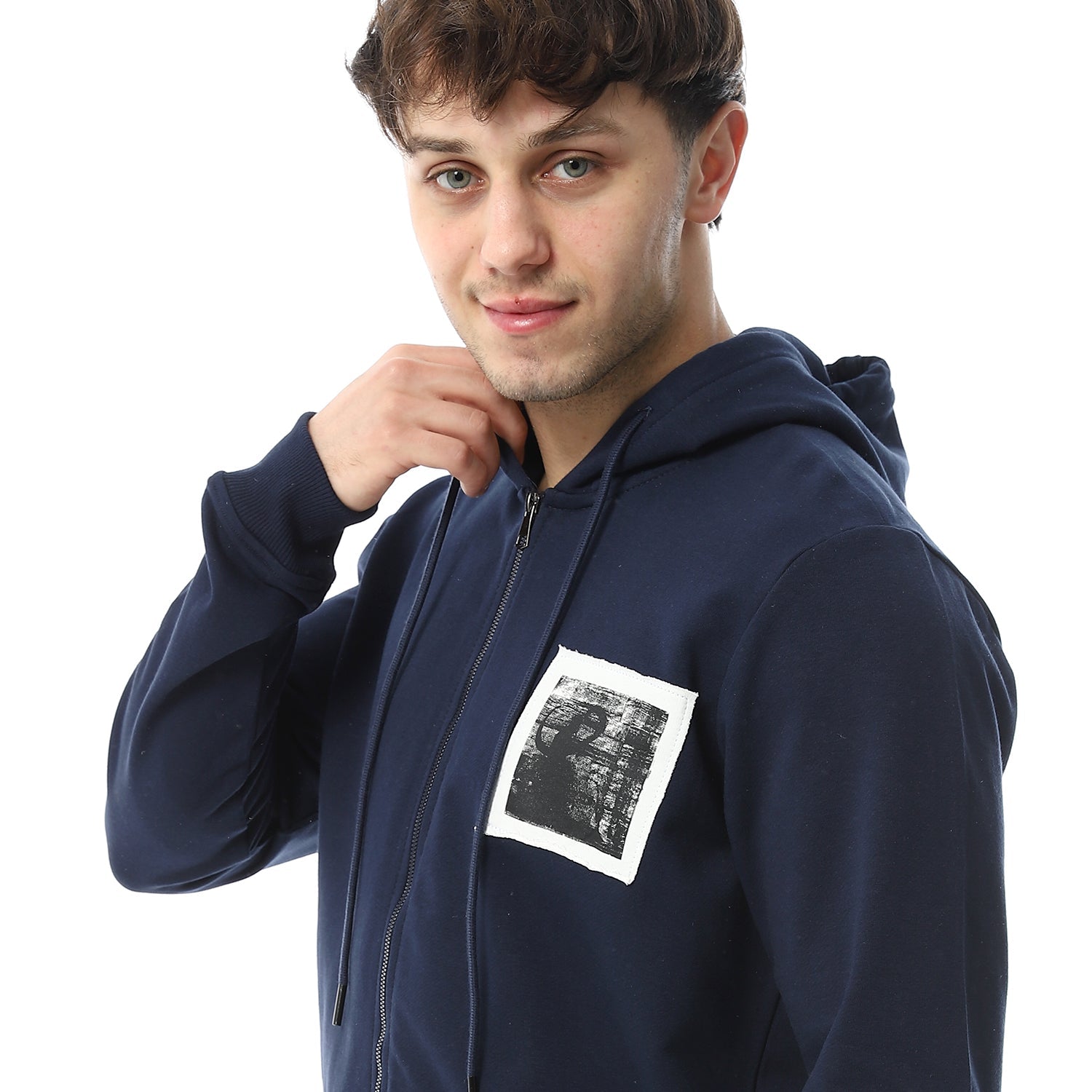 Red Cotton Sweatshirt With Printed - Navy