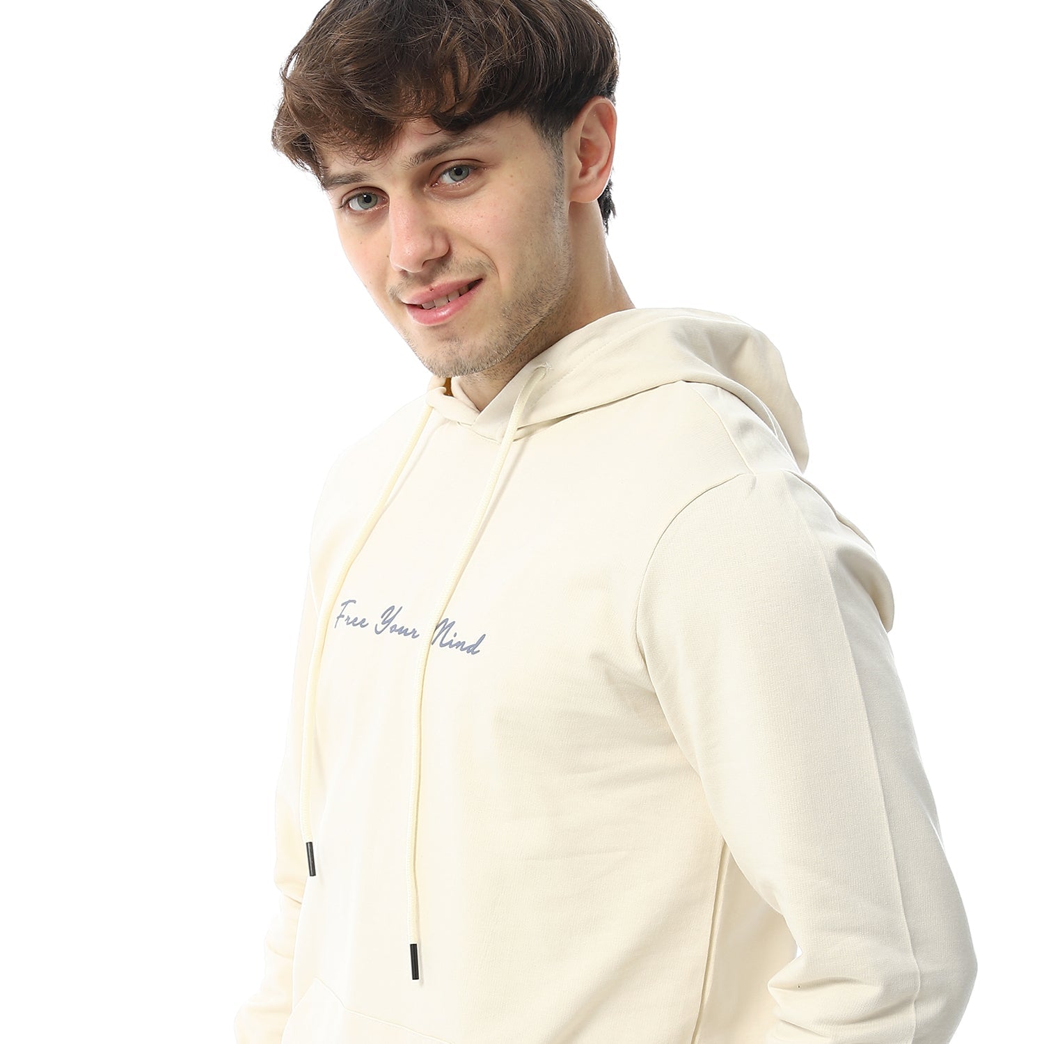 Men's Digital Printed Autumn Hoodie Pajamas - Off White