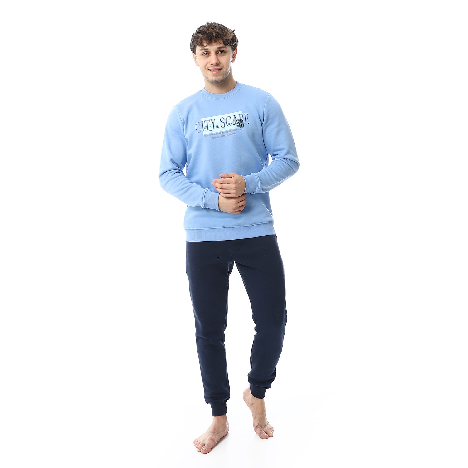 Men's Winter Pajama Printed - Blue