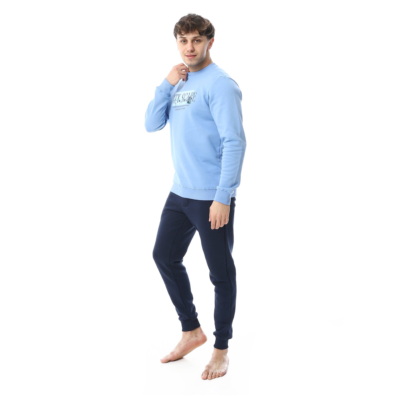 Men's Winter Pajama Printed - Blue