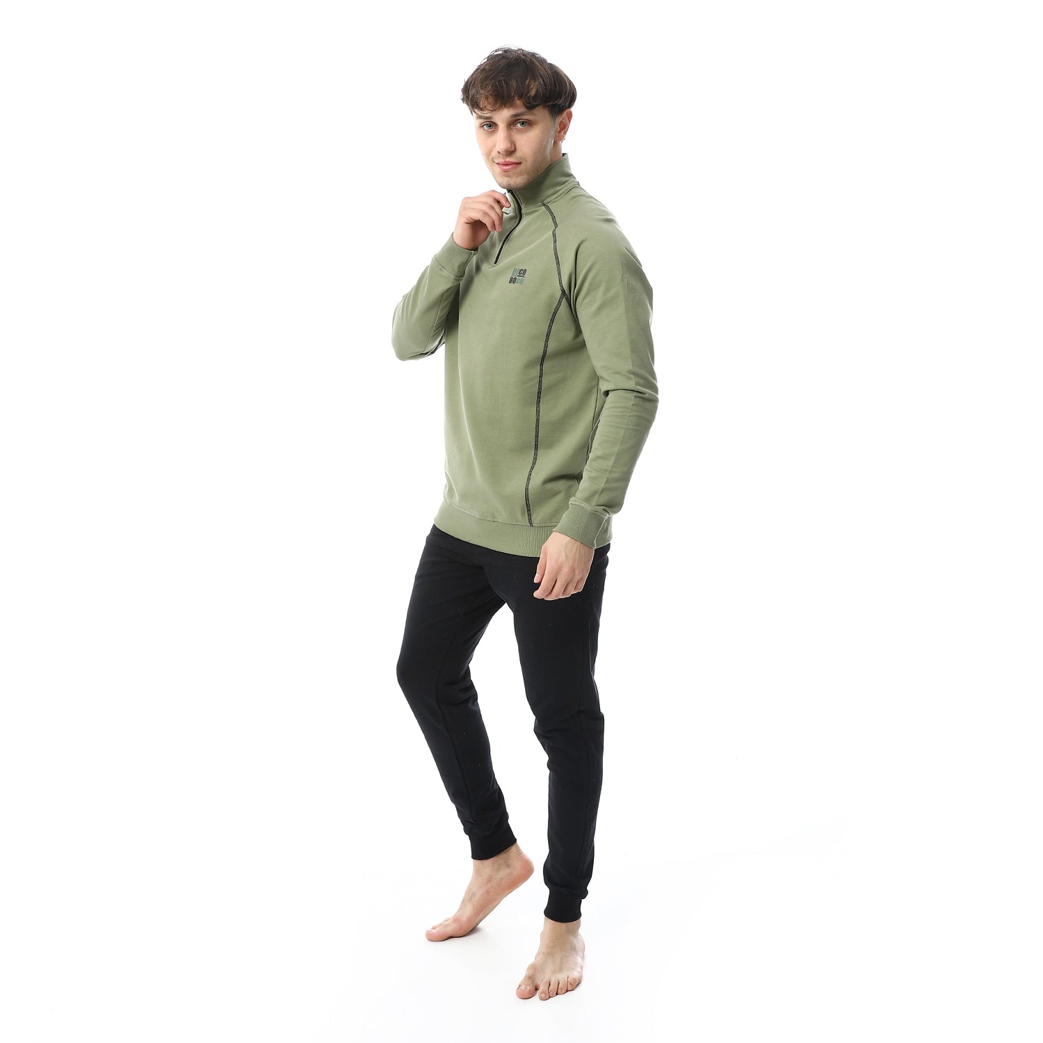 Men's Winter High Neck Pajama - Dark Green