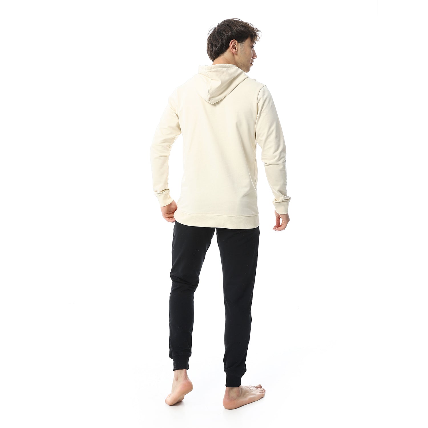 Men's Off white Printed Winter Hoodie - Modern And Warm Loungewear