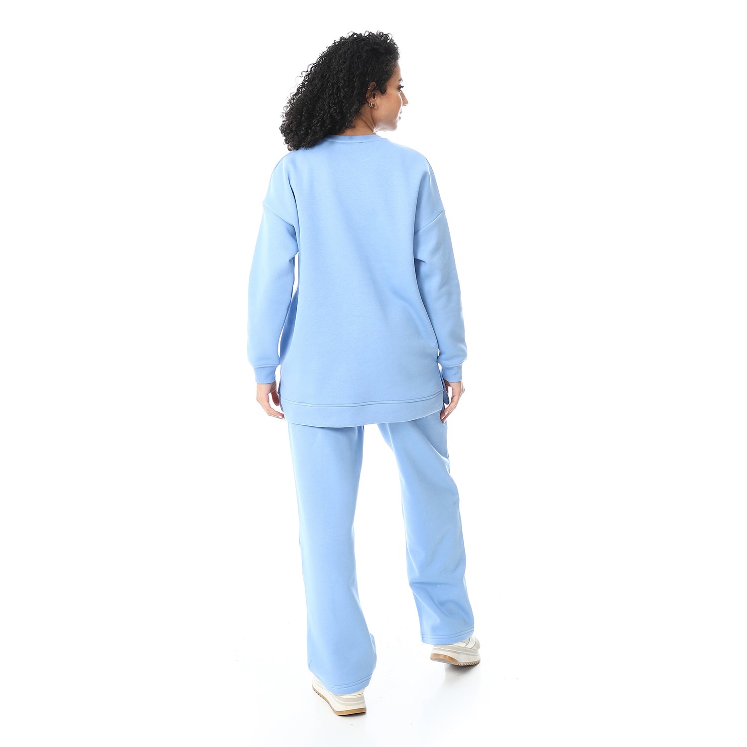 Comfy Long Sweatshirt and Pants Set for Women - Lite Blue