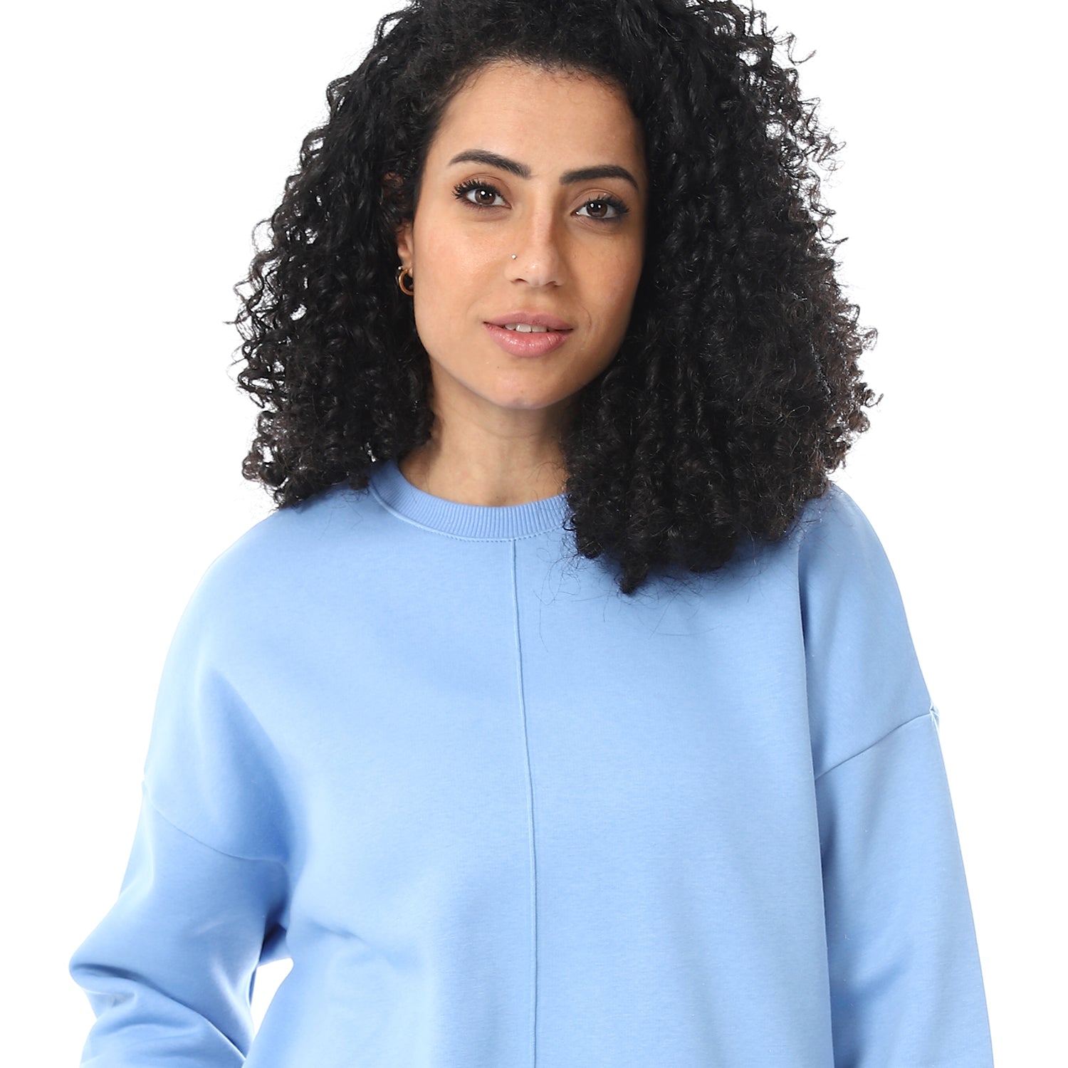 Comfy Long Sweatshirt and Pants Set for Women - Lite Blue