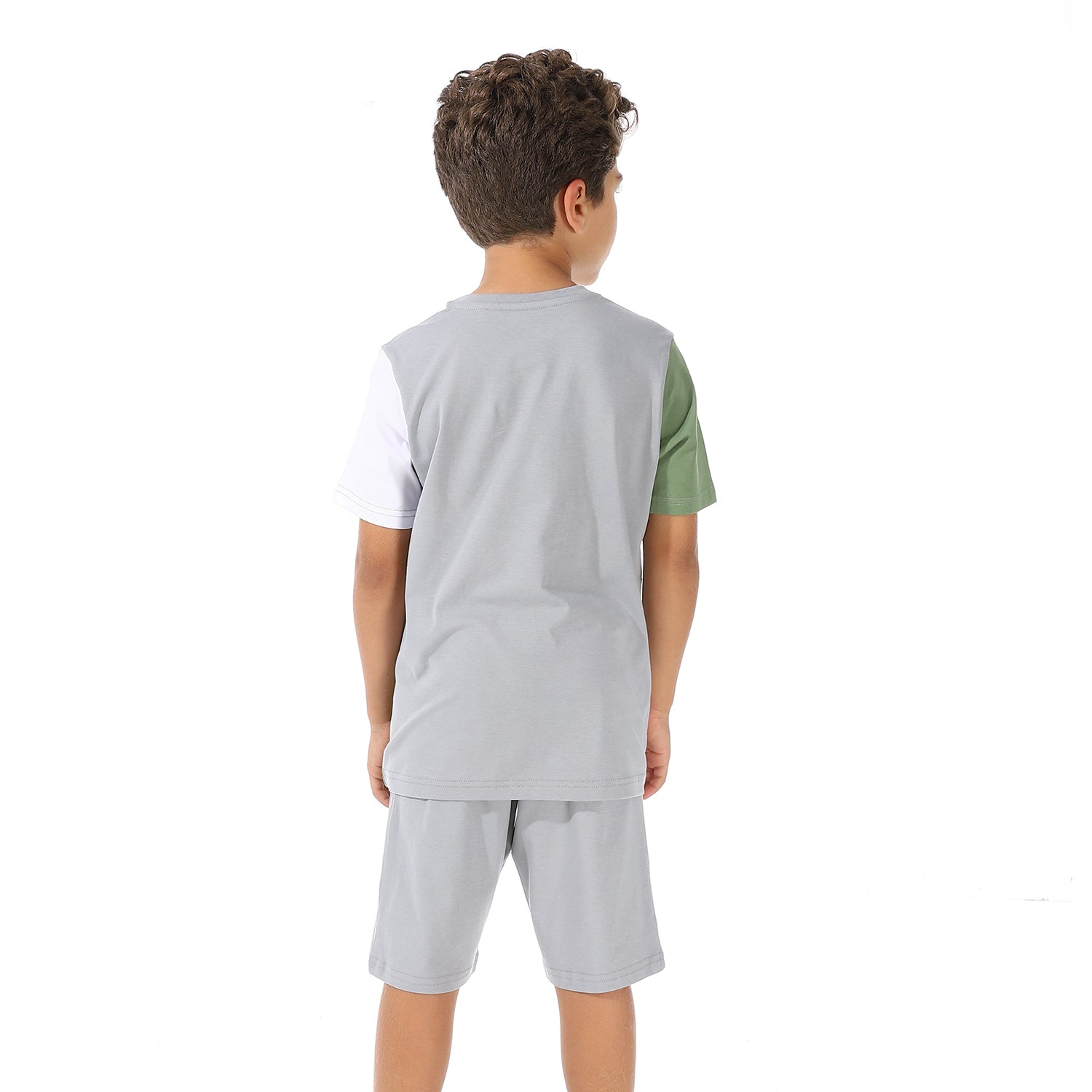 Boys Printed Wonderful Tee & Shorts Pajama Set - Gray