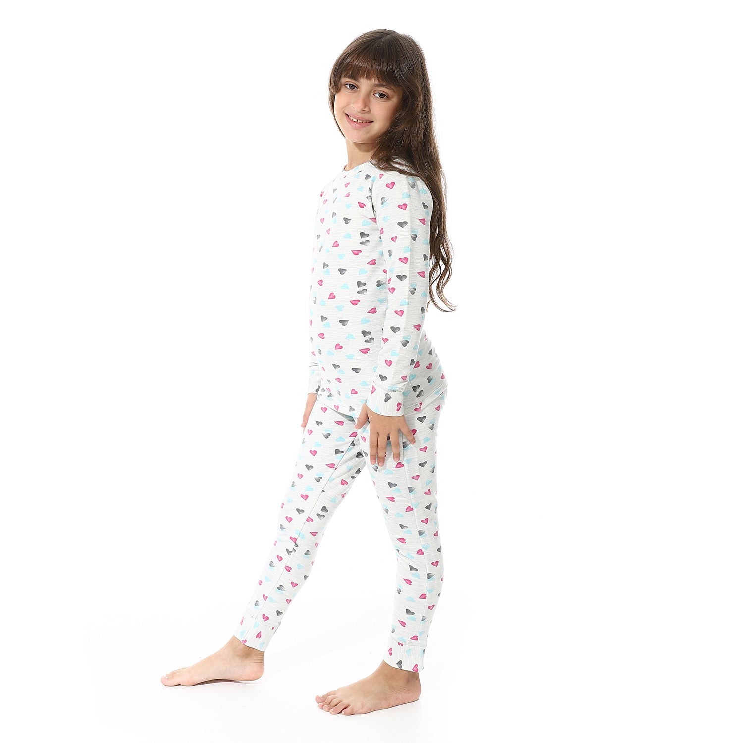 Girls Thermal Set With Printed - Gray