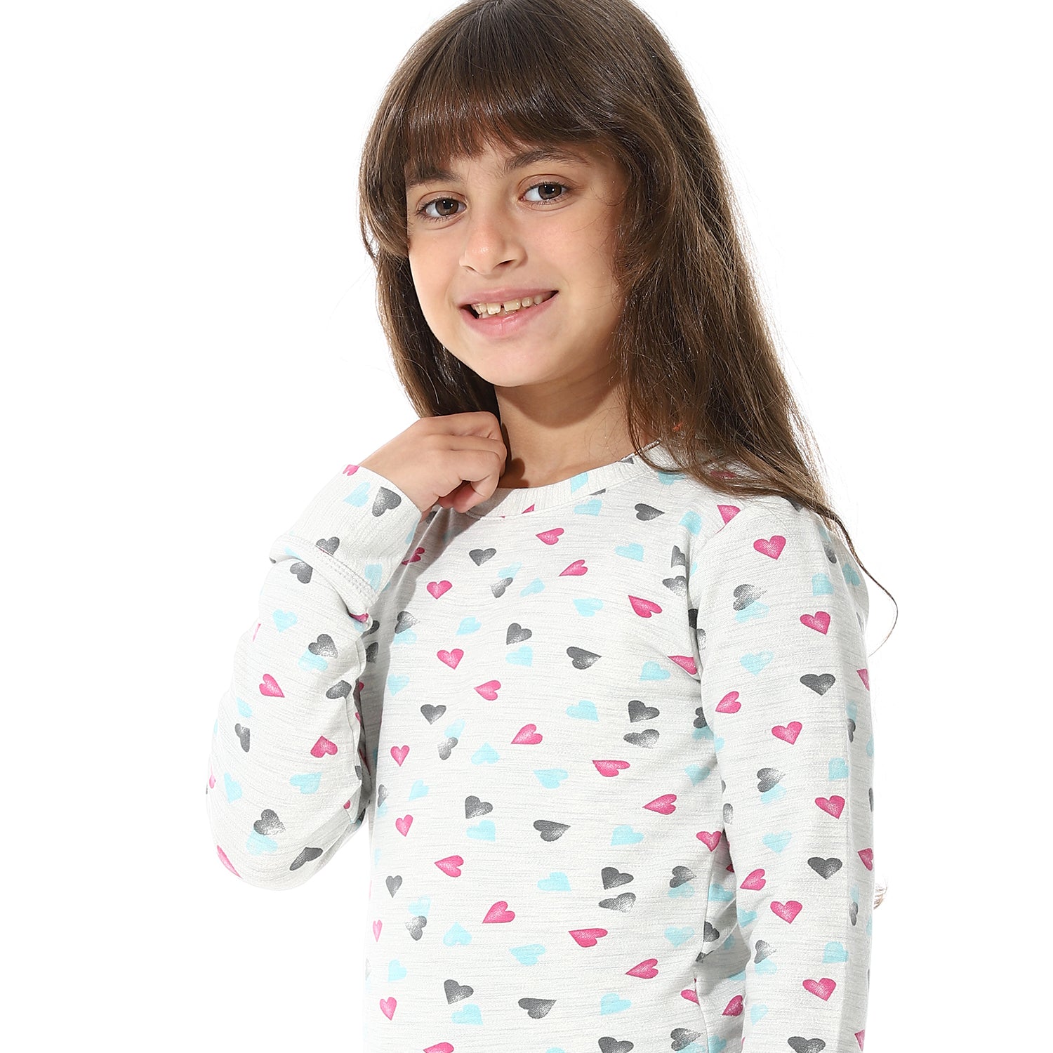 Girls Thermal Set With Printed - Gray