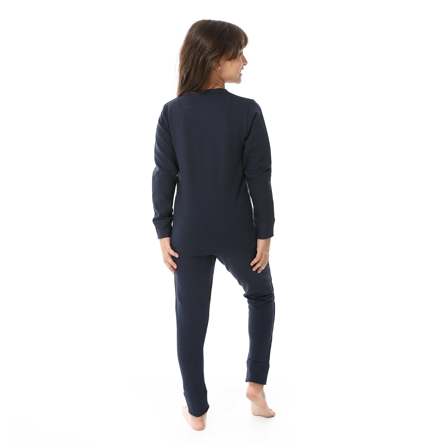 Girls Thermal Set With Printed - Navy