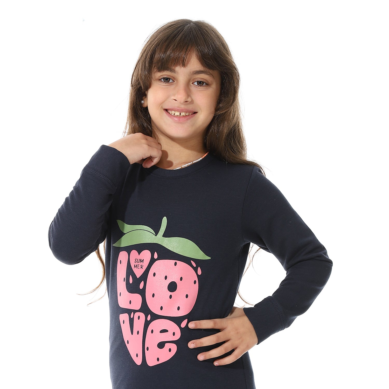 Girls Thermal Set With Printed - Navy