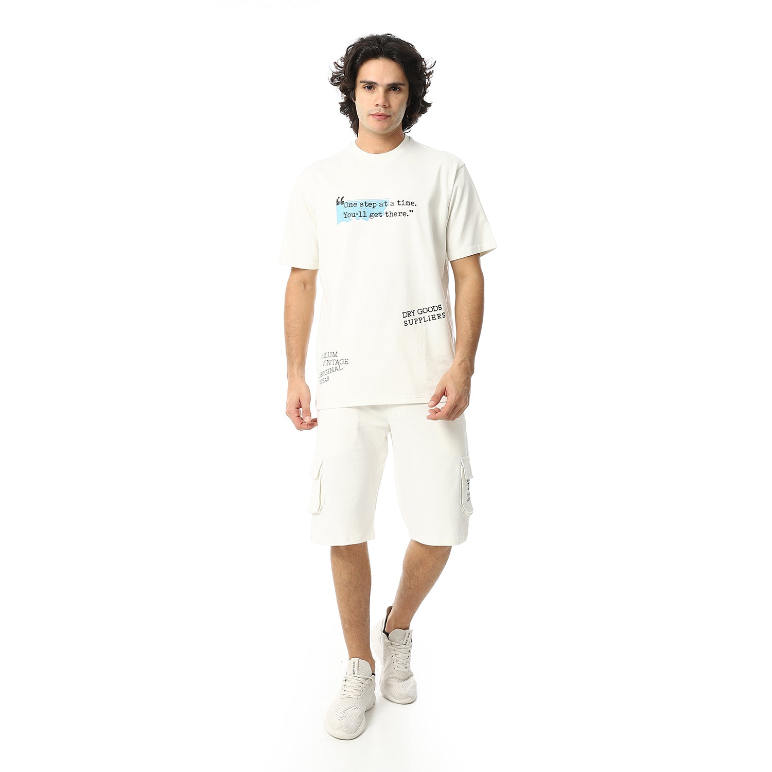 Men's pajama set with printed - Off White