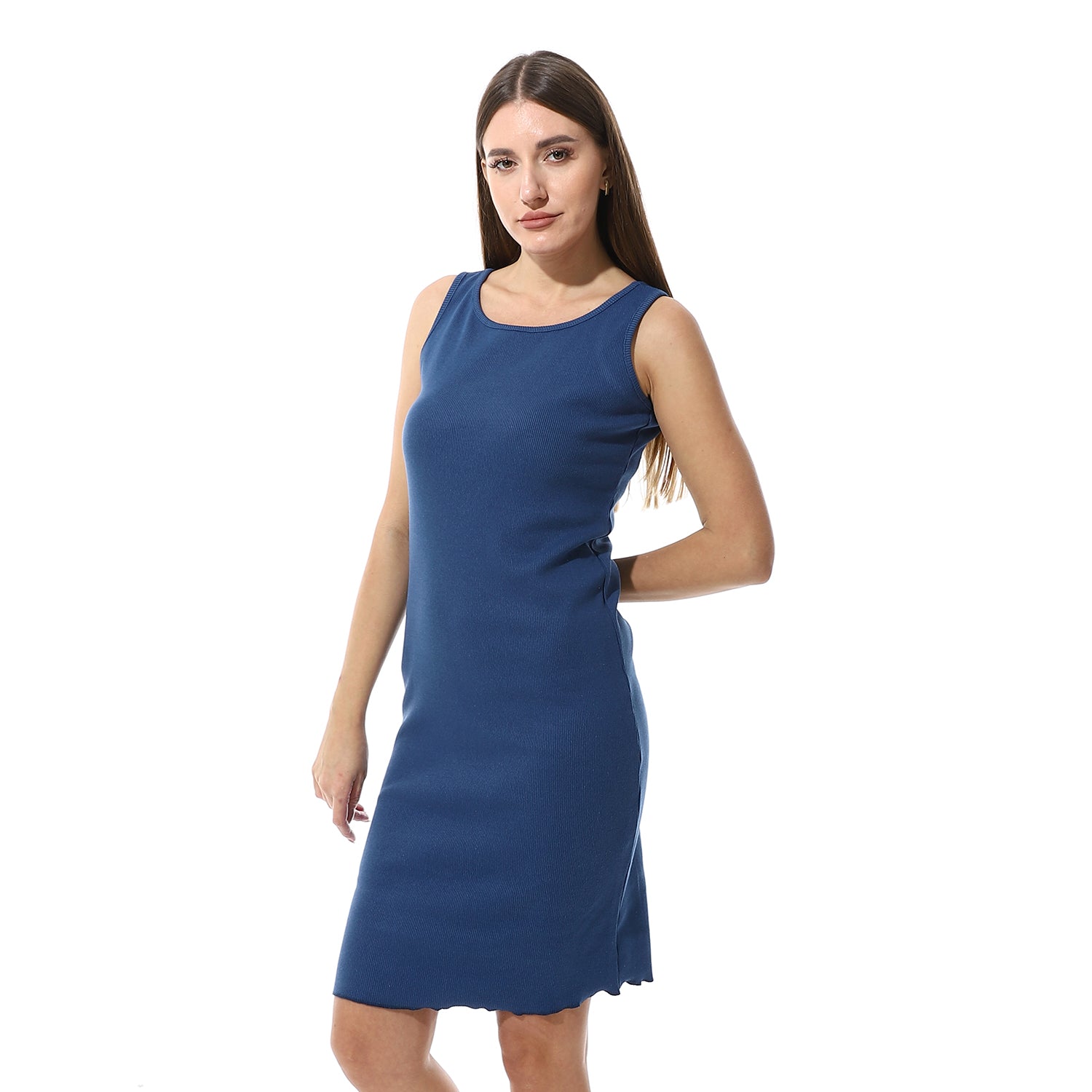 Nightgown For Women, Ribbed Comfy and Trendy - Denim Blue