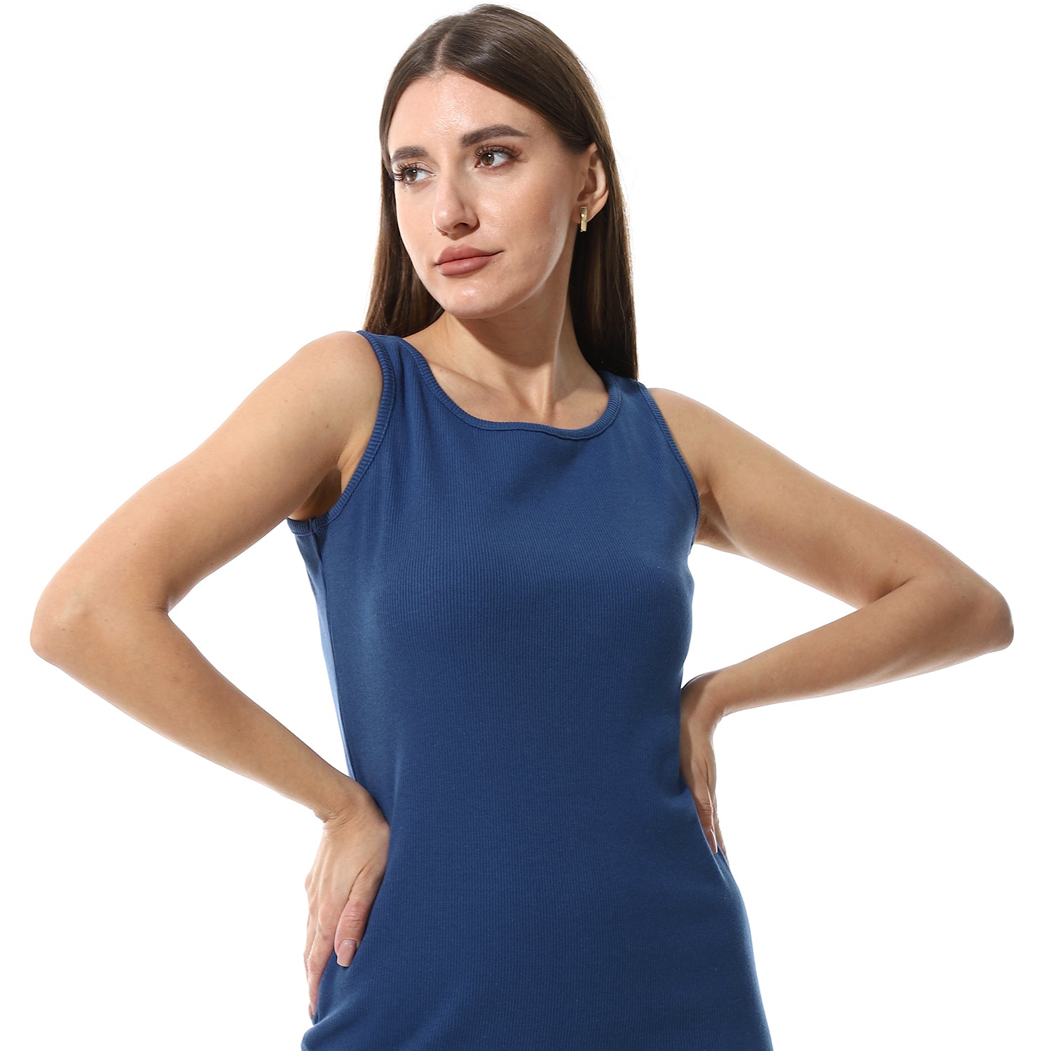 Nightgown For Women, Ribbed Comfy and Trendy - Denim Blue