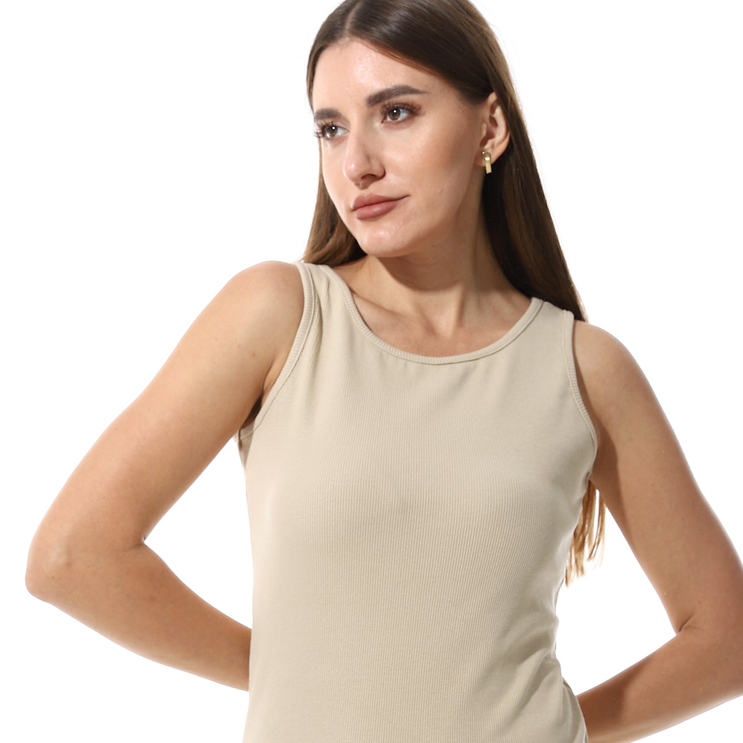 Nightgown For Women, Ribbed Comfy and Trendy - Beige