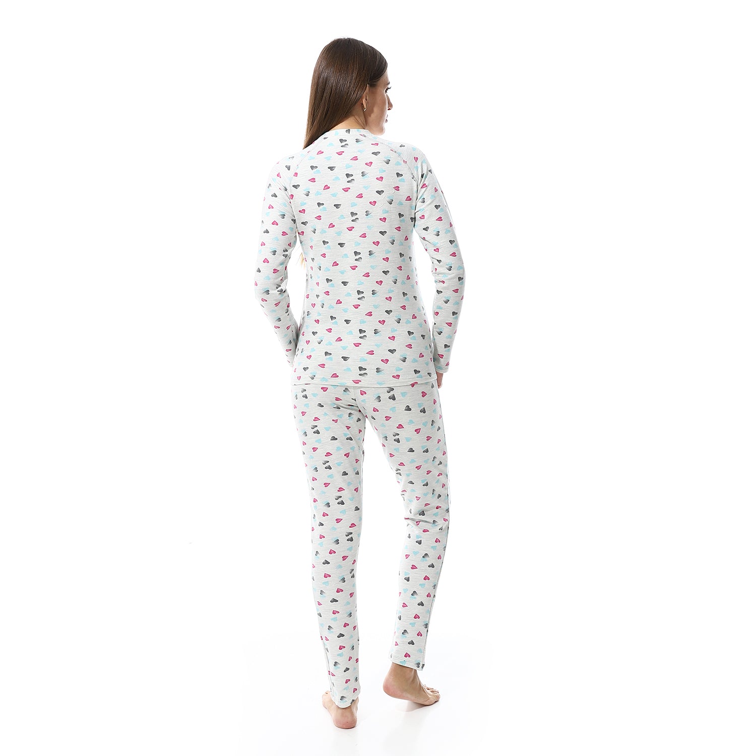 Women Printed Thermal Set Padded Inside - Gray