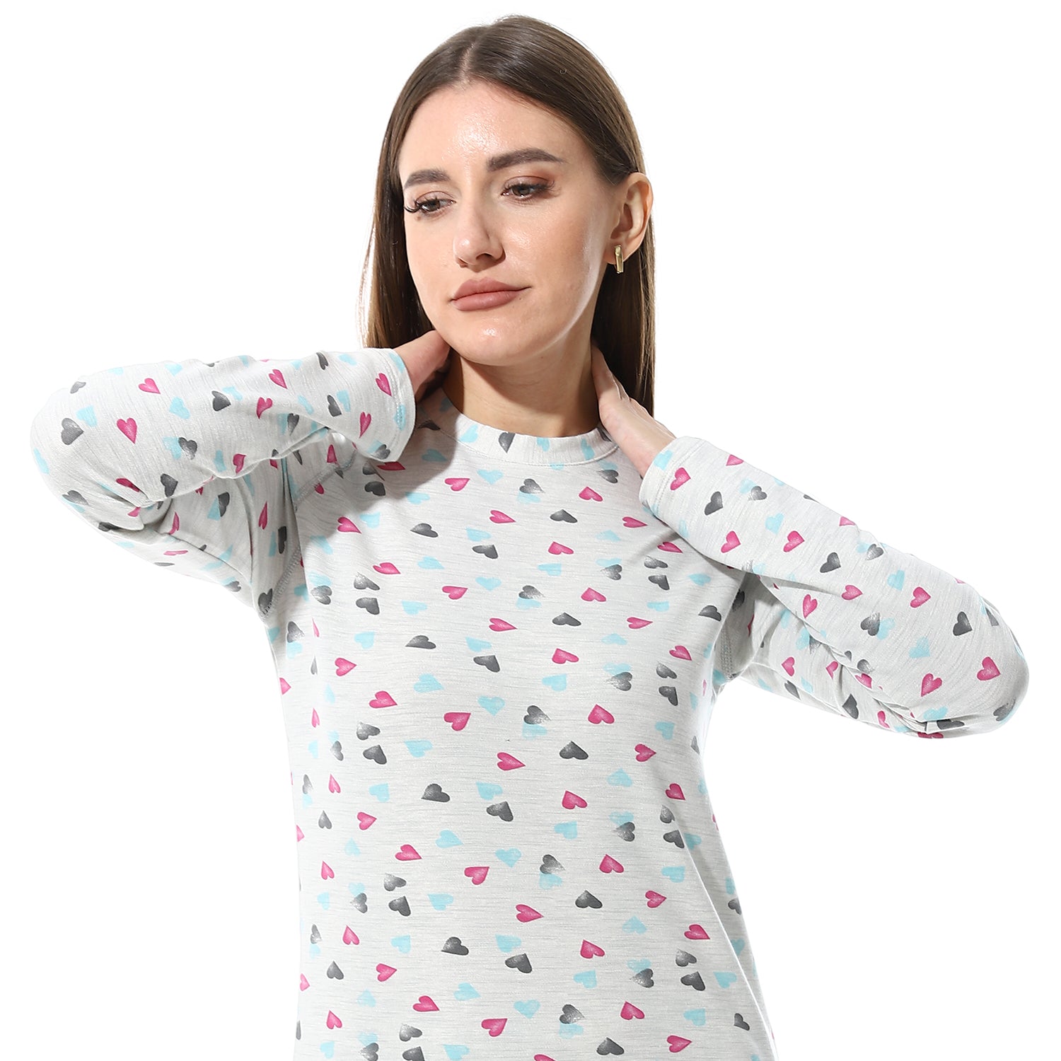 Women Printed Thermal Set Padded Inside - Gray