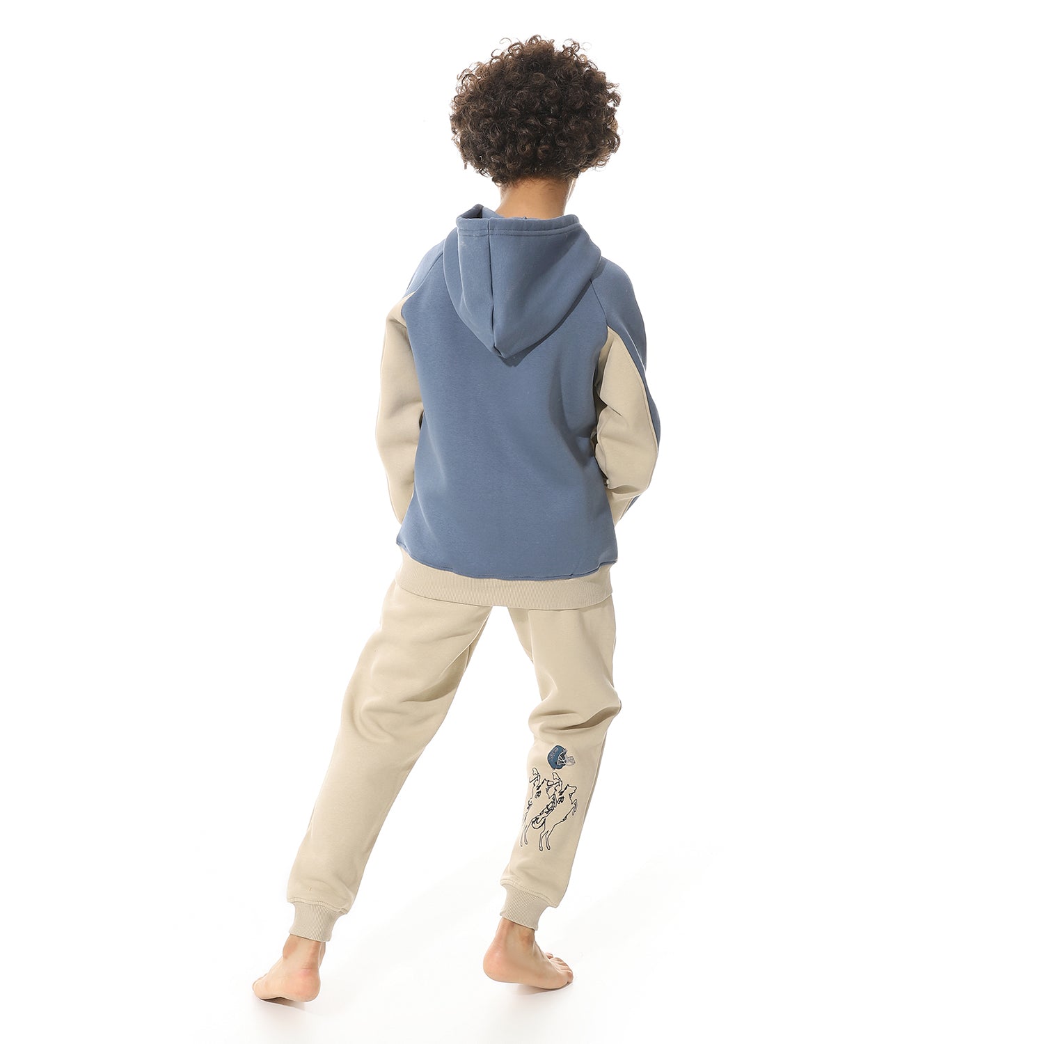 Boys' Denim Zipped Hoodie and Pants Set - Cozy Winter Loungewear