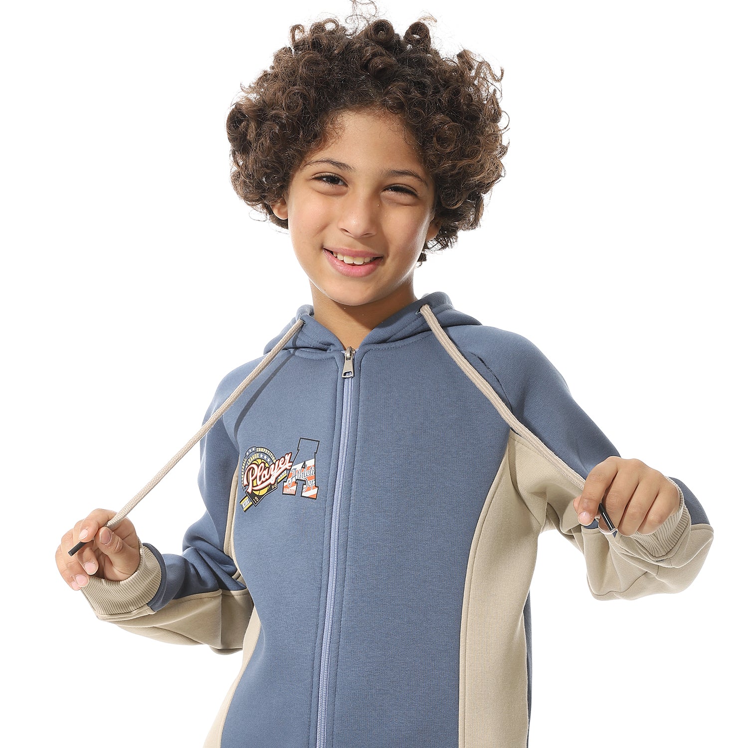 Boys' Denim Zipped Hoodie and Pants Set - Cozy Winter Loungewear