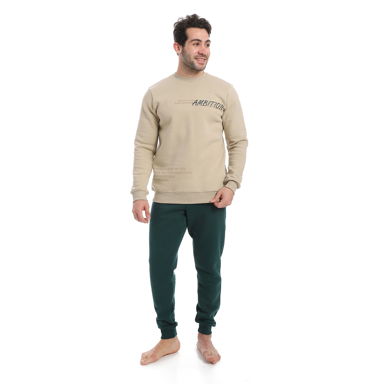 Men's Winter Pajama Printed - Beige