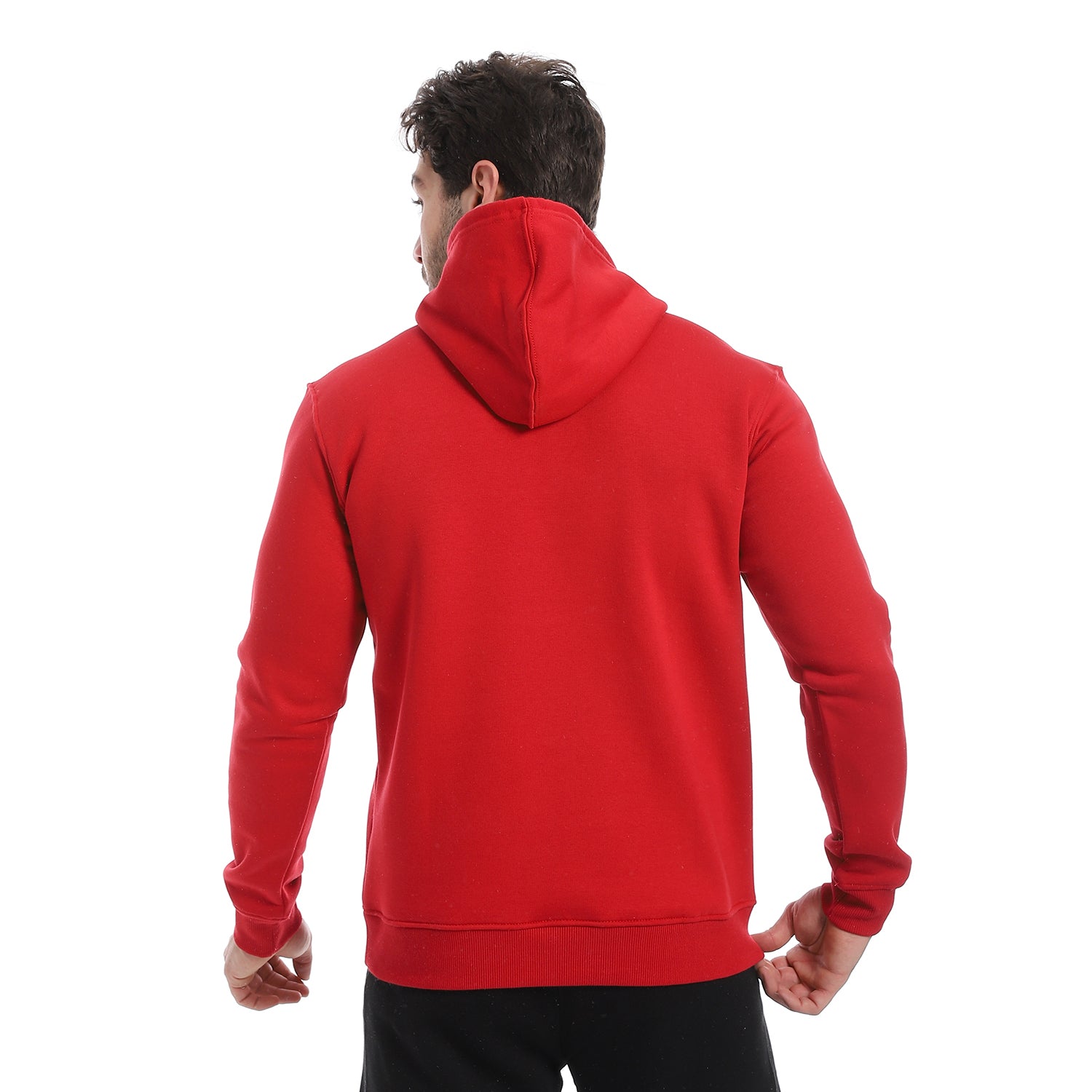 Red Cotton Hoodie With Printed - Red