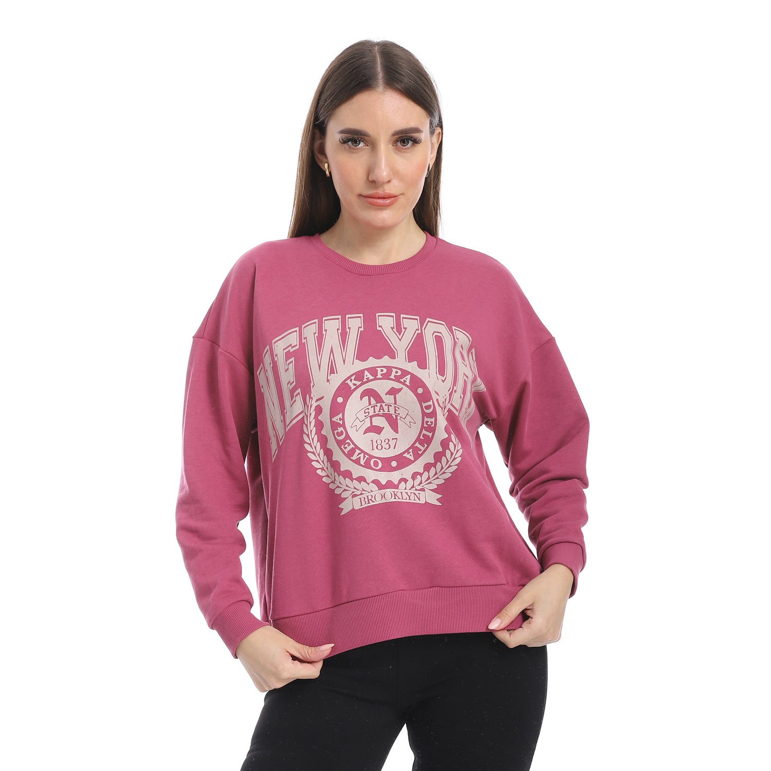 Red Cotton Sweatshirt With Printed-Purple