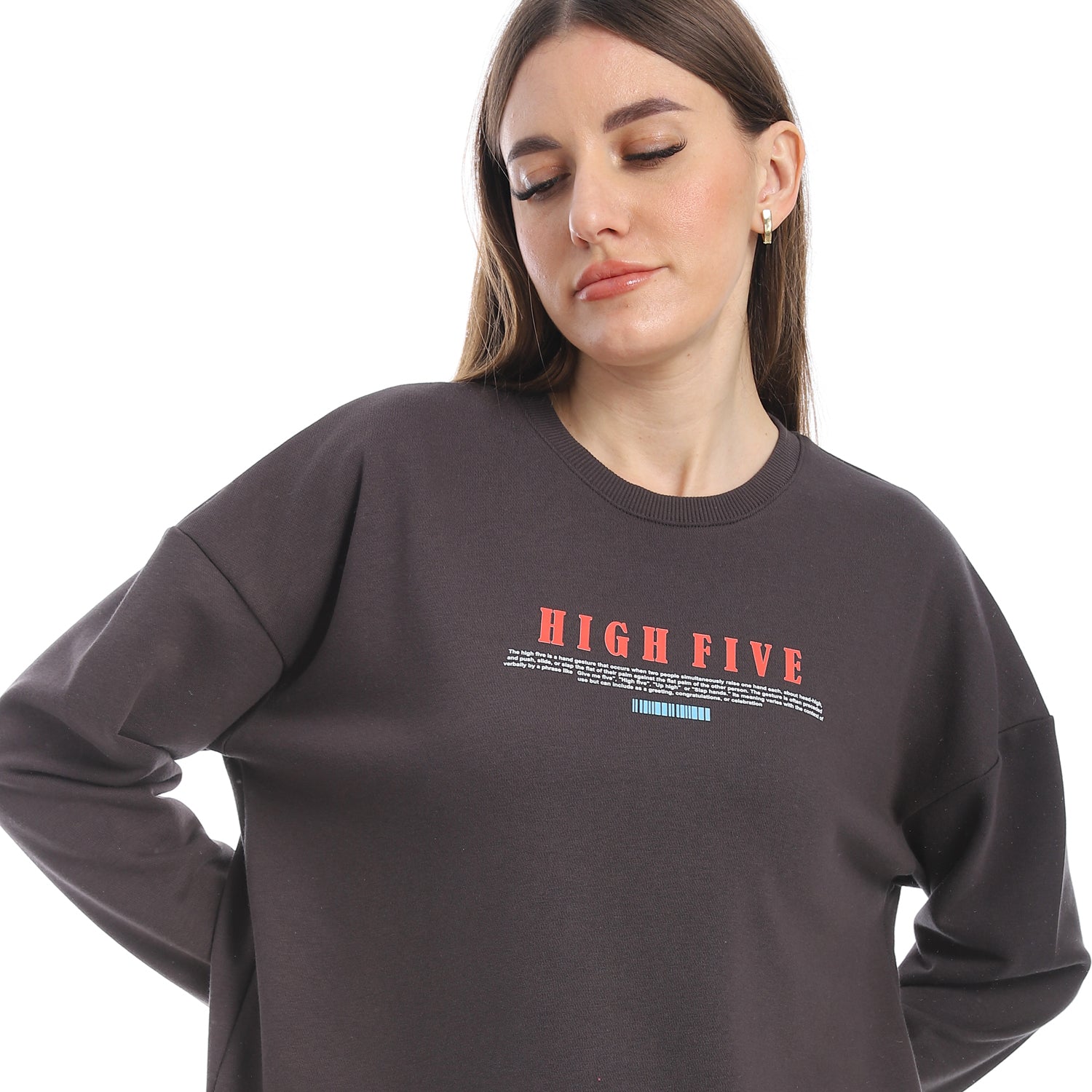 Red Cotton Sweatshirt With Printed-Grey