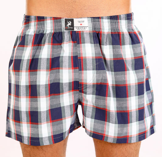 Woven men's boxers, check-Red
