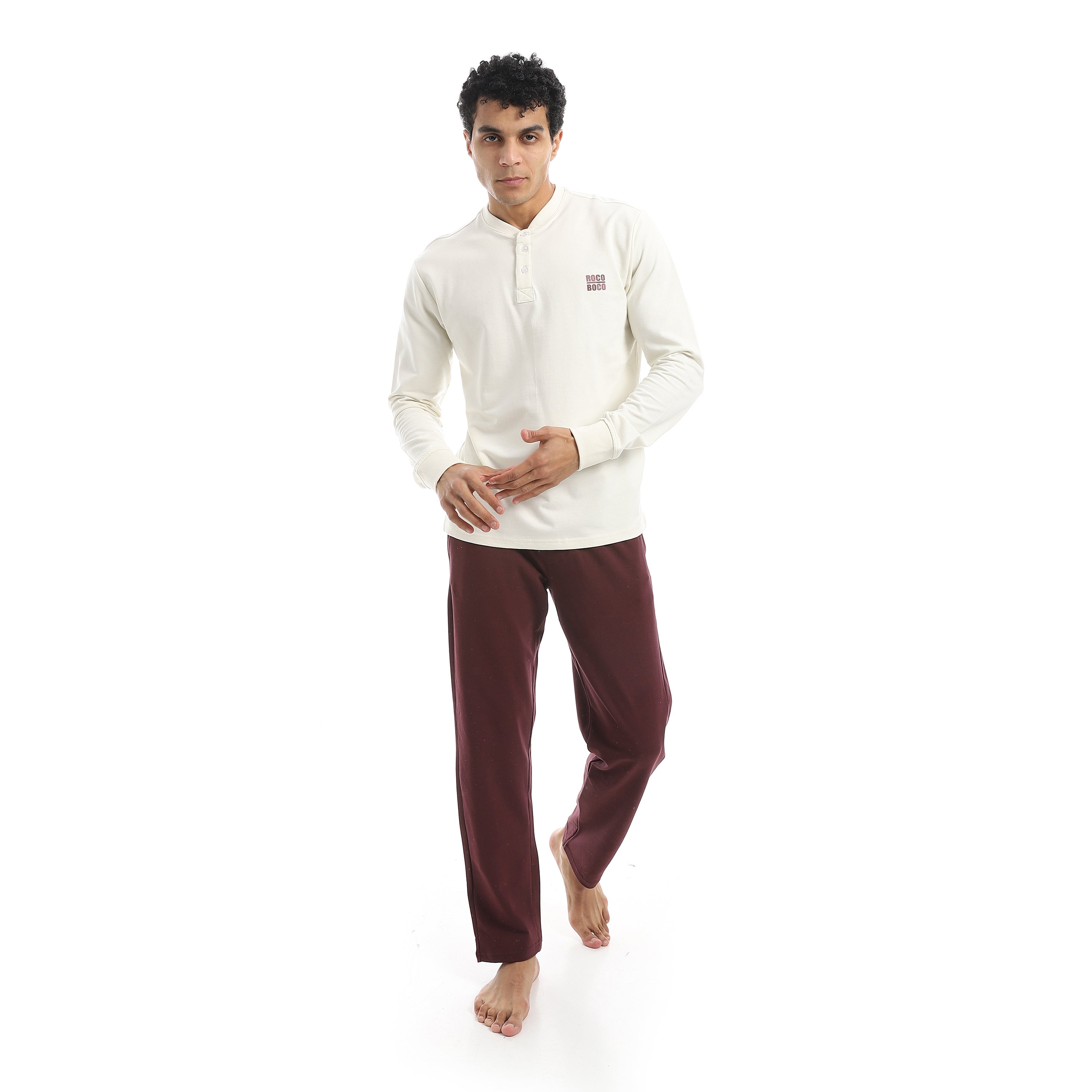 Classic Men’s Pajama Set – Long Sleeve Top & Check Pants
