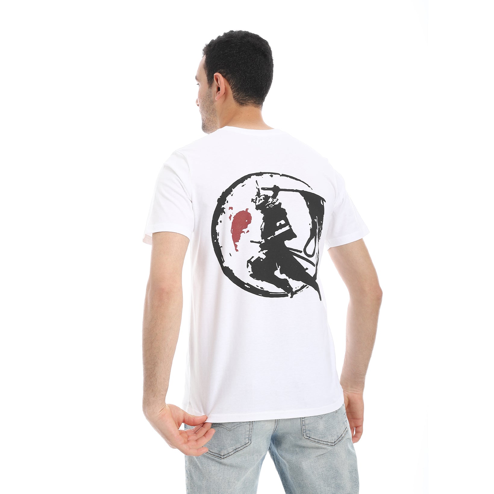 Men's Regular Fit Printed Cotton T-Shirt- White