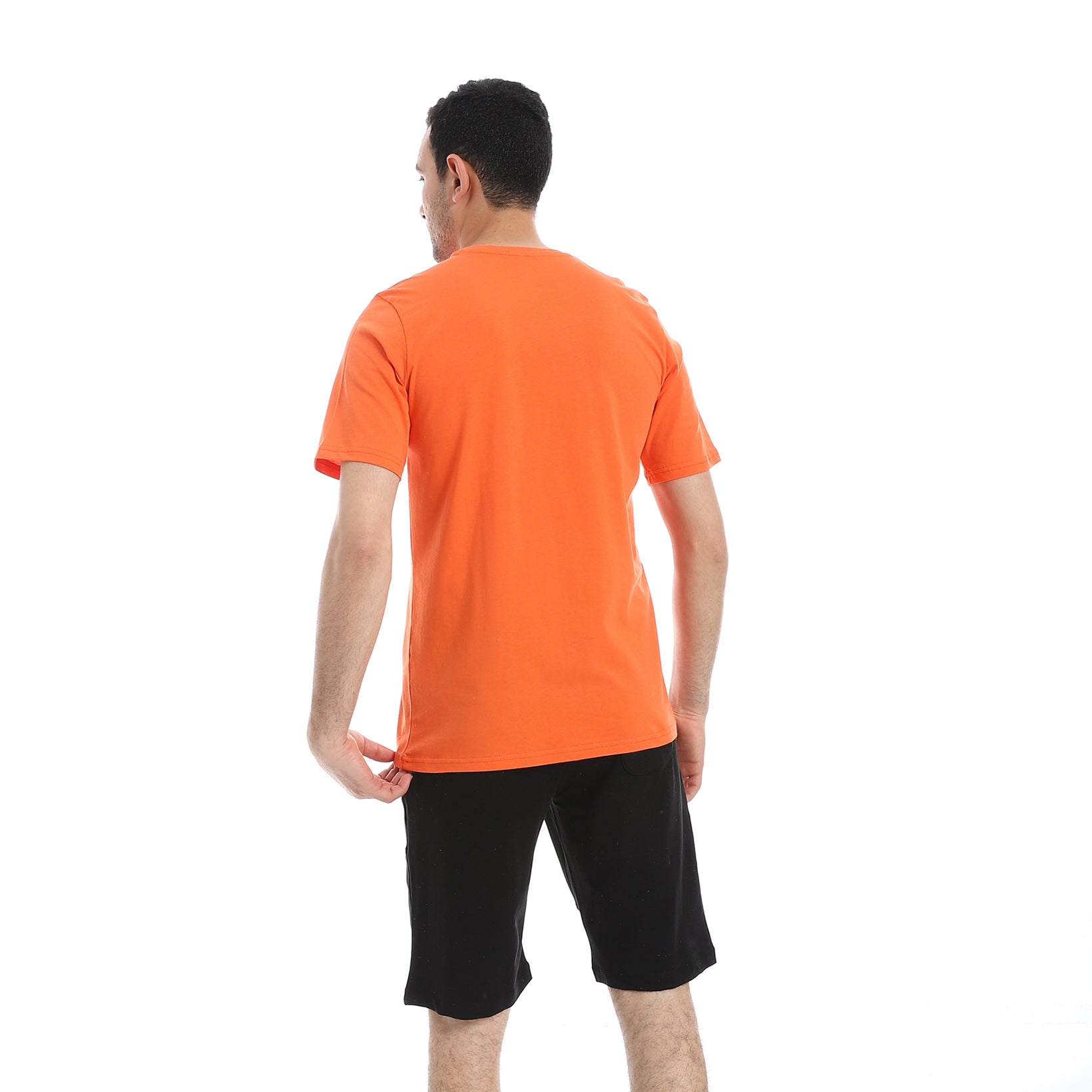 Orange T-Shirt and Black Shorts Pajama Set