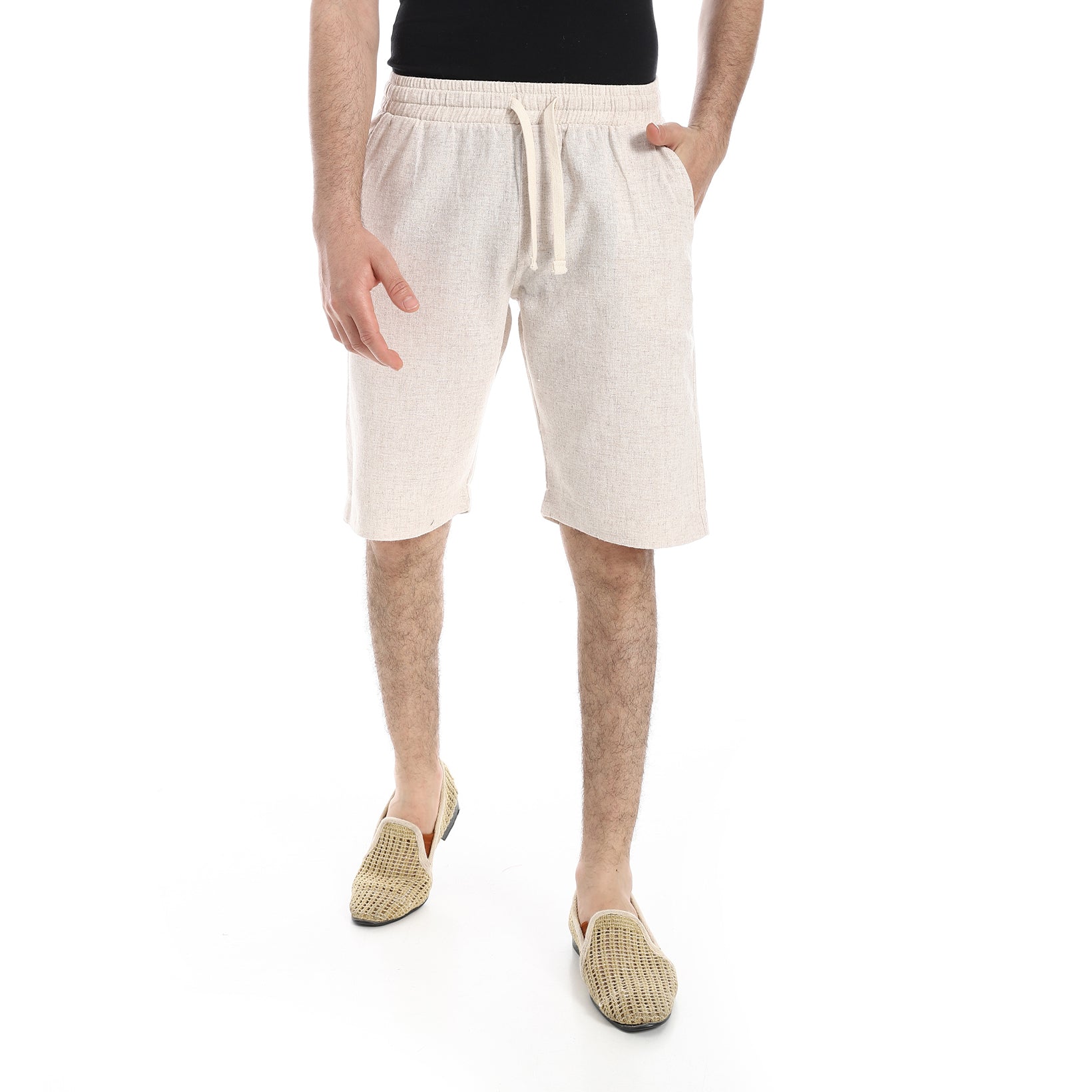 Men's Beige Linen Shorts – Casual Summer Style