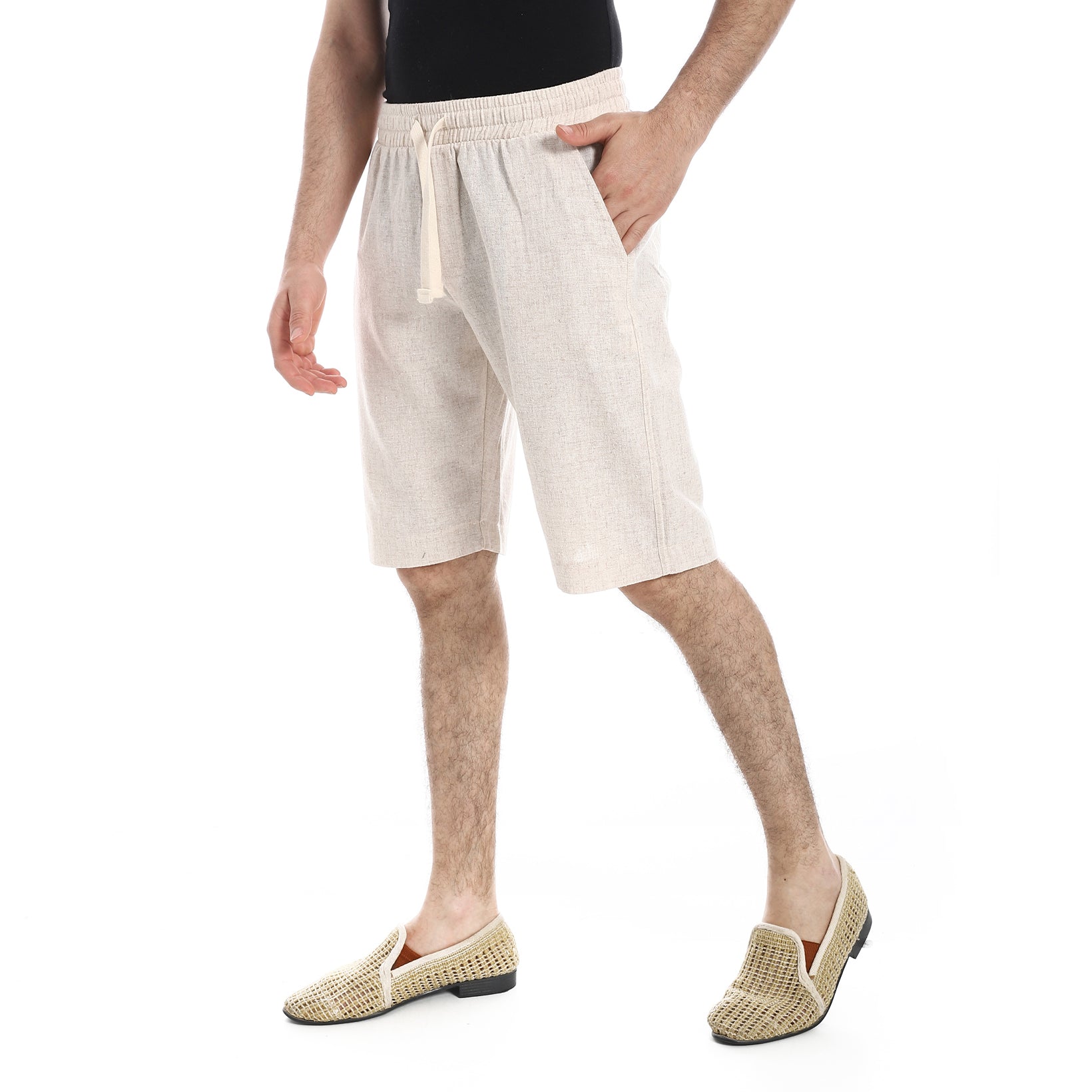 Men's Beige Linen Shorts – Casual Summer Style