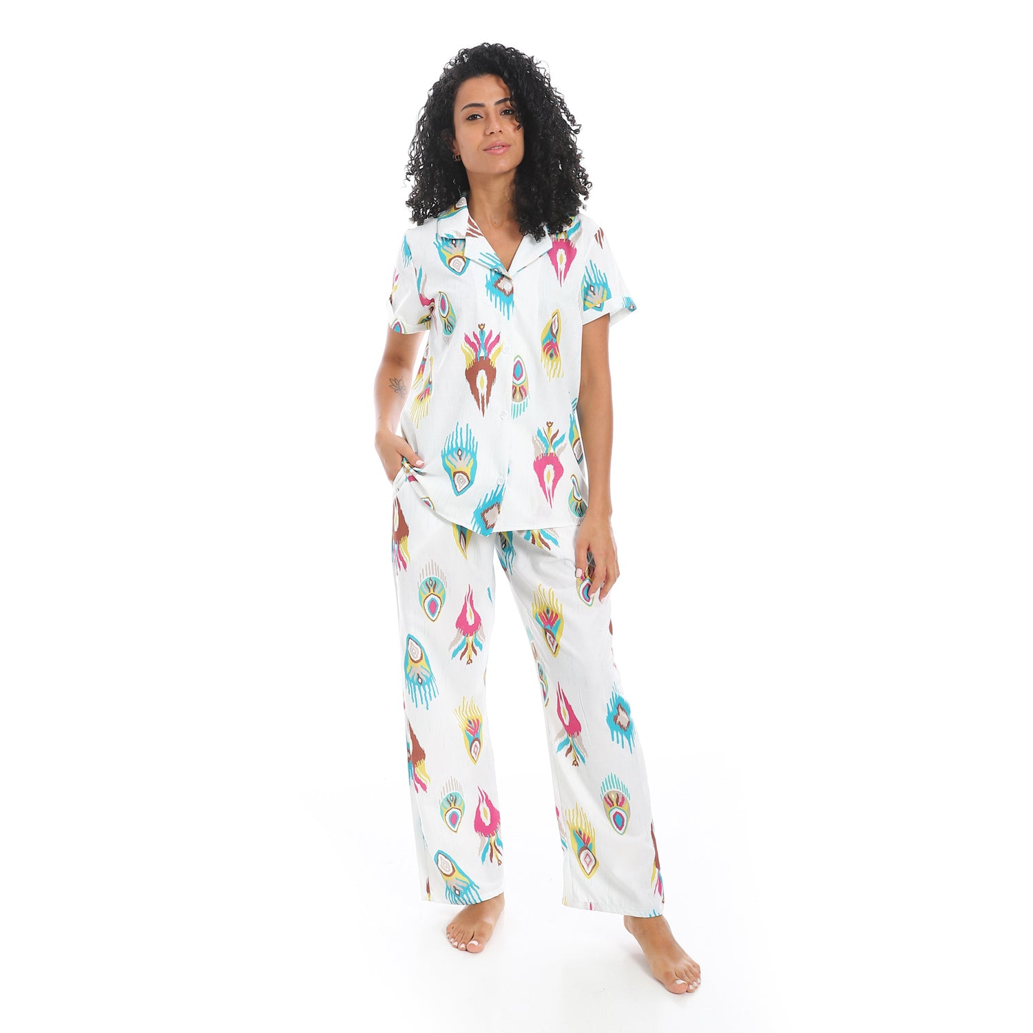 Classic Summer Women's Pajama Set - White