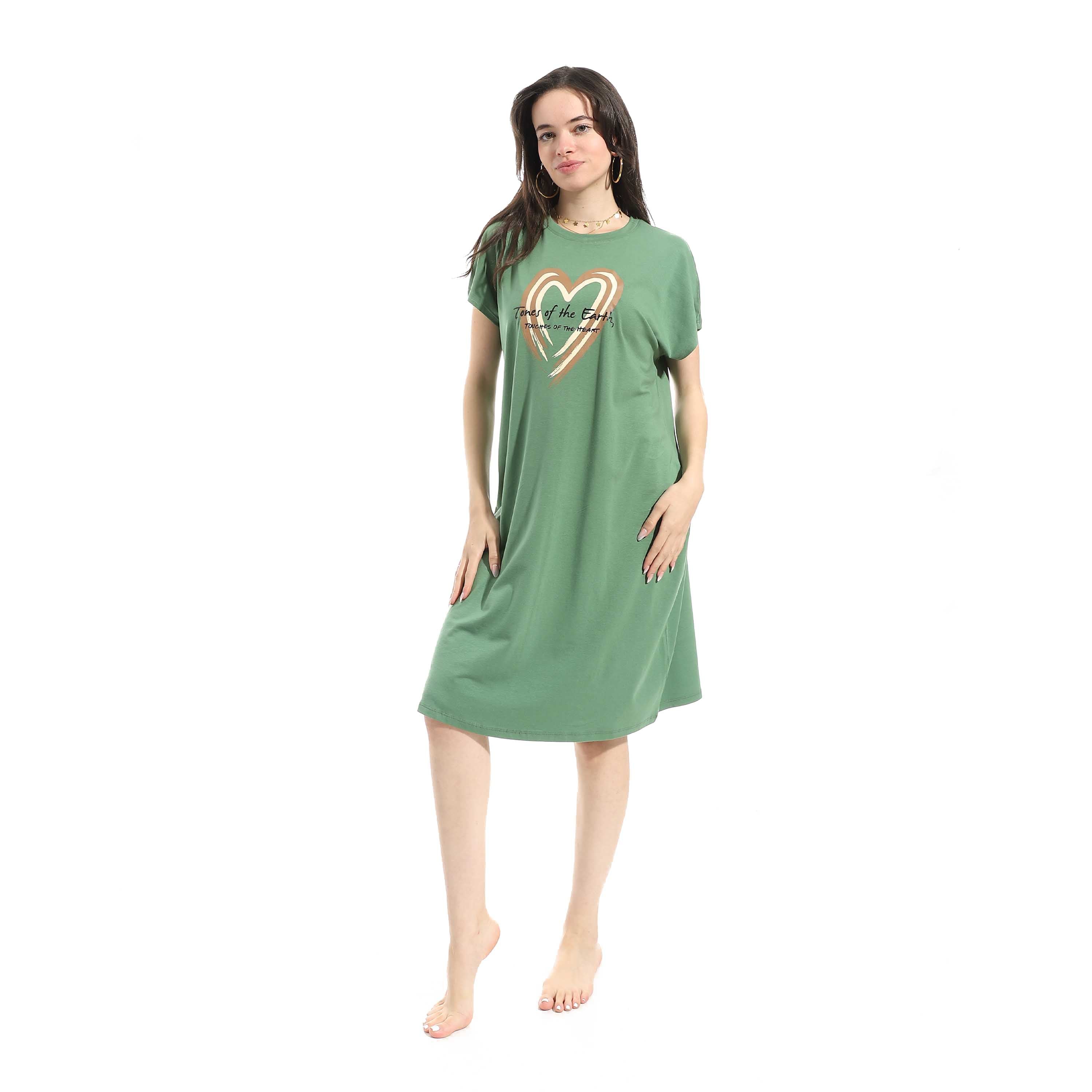 Women's Short Sleeve Cotton Nightgown - Olive
