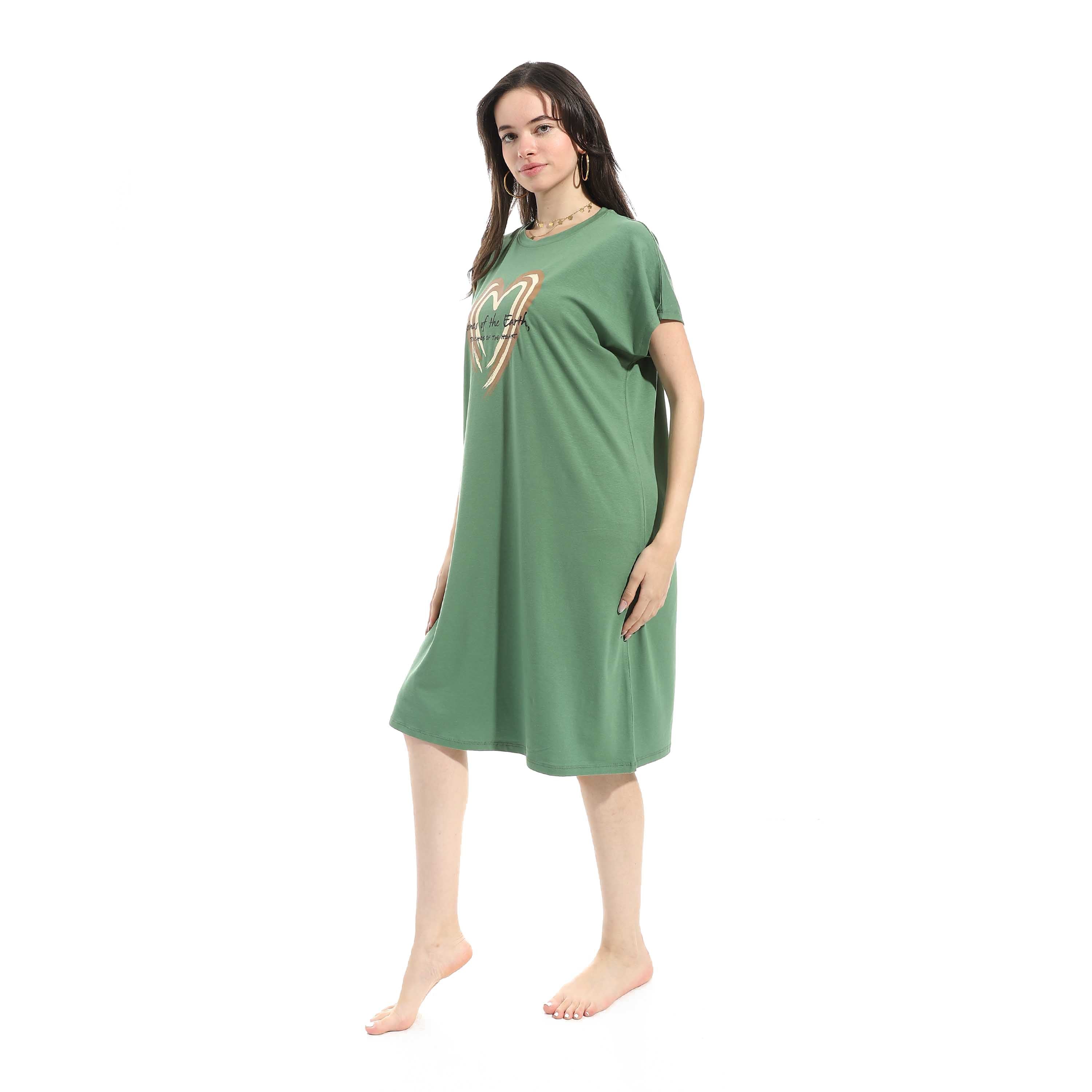 Women's Short Sleeve Cotton Nightgown - Olive
