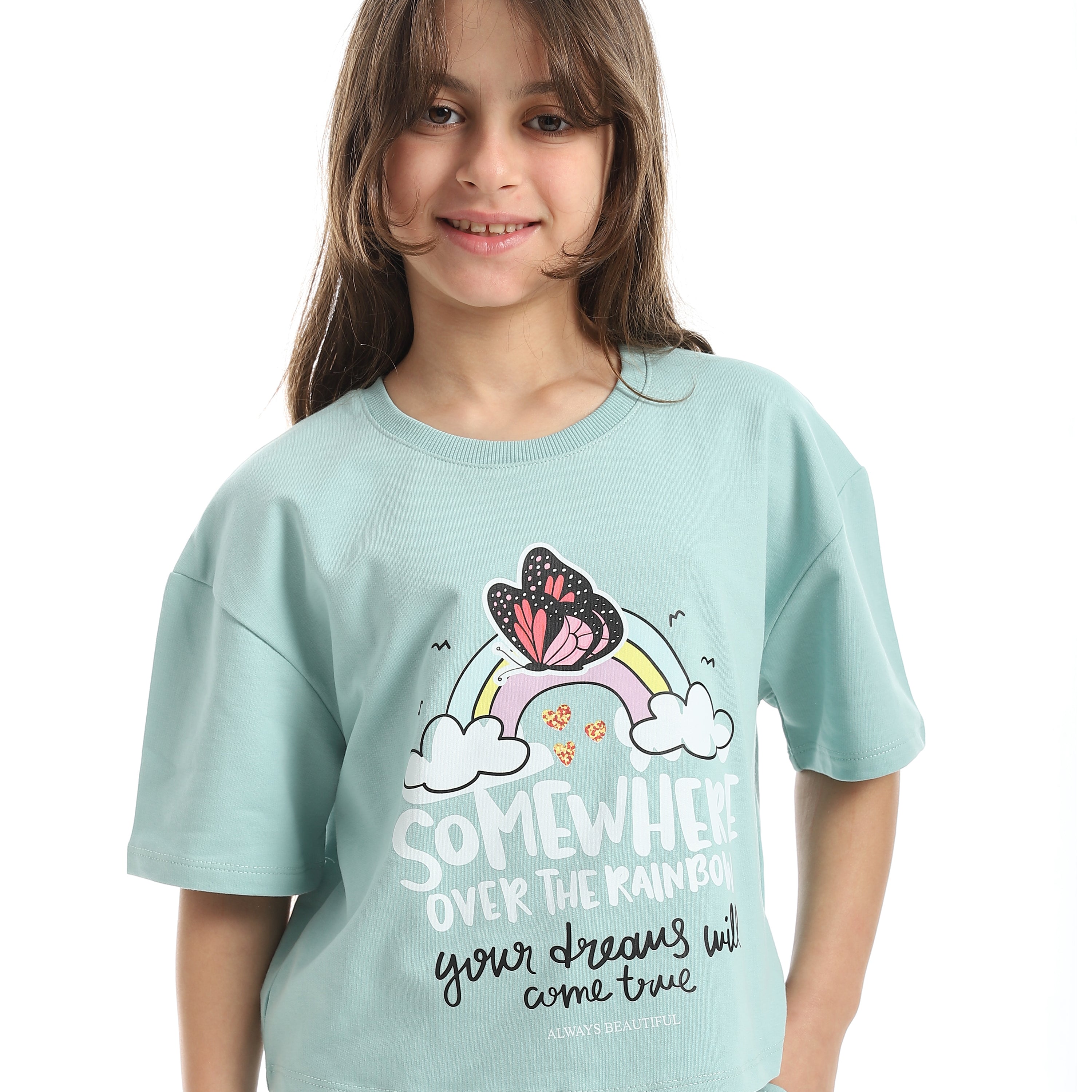 Girls’ Blue "Somewhere Over The Rainbow" Printed Set