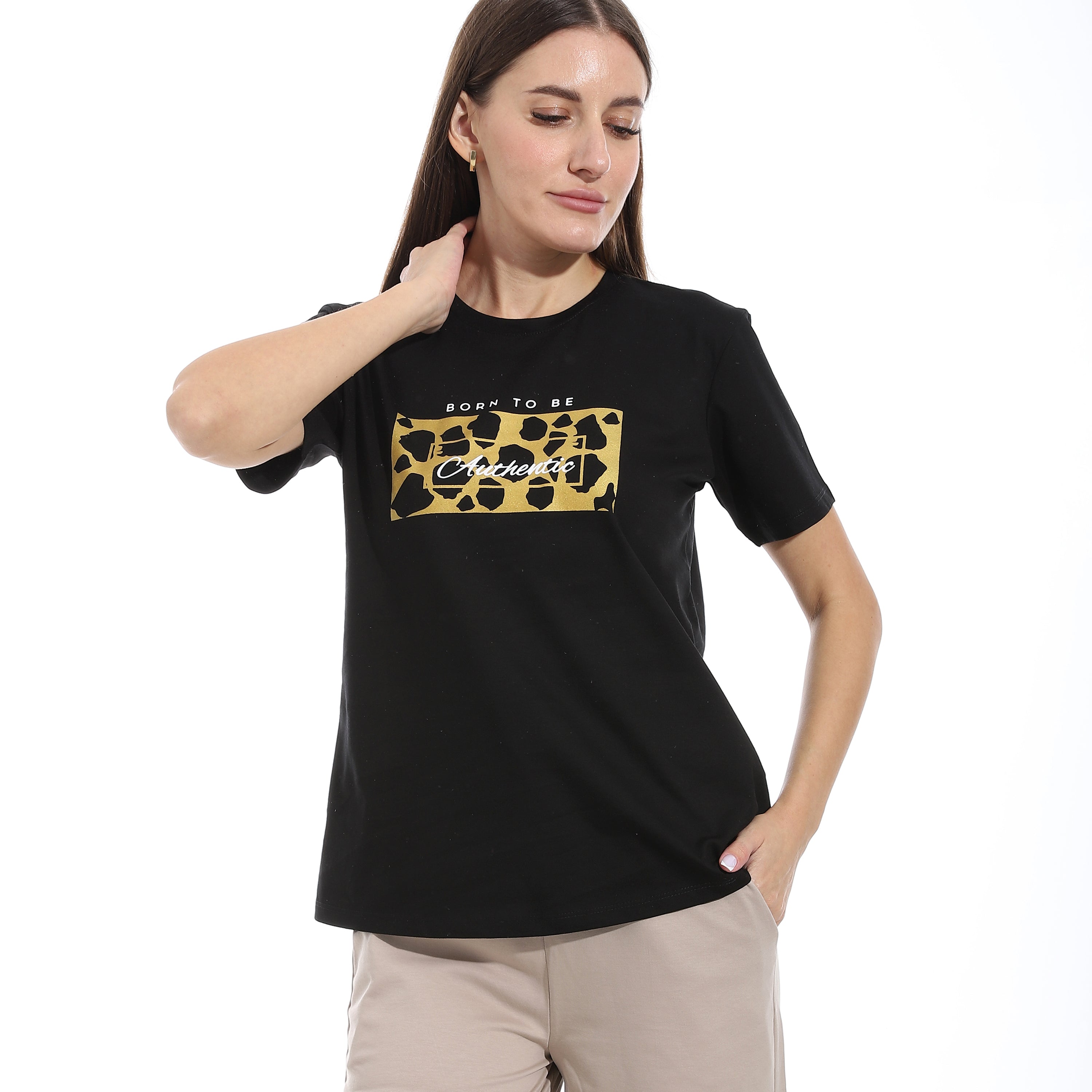 Casual Graphic Tee & Wide-Leg Pants Loungewear Set