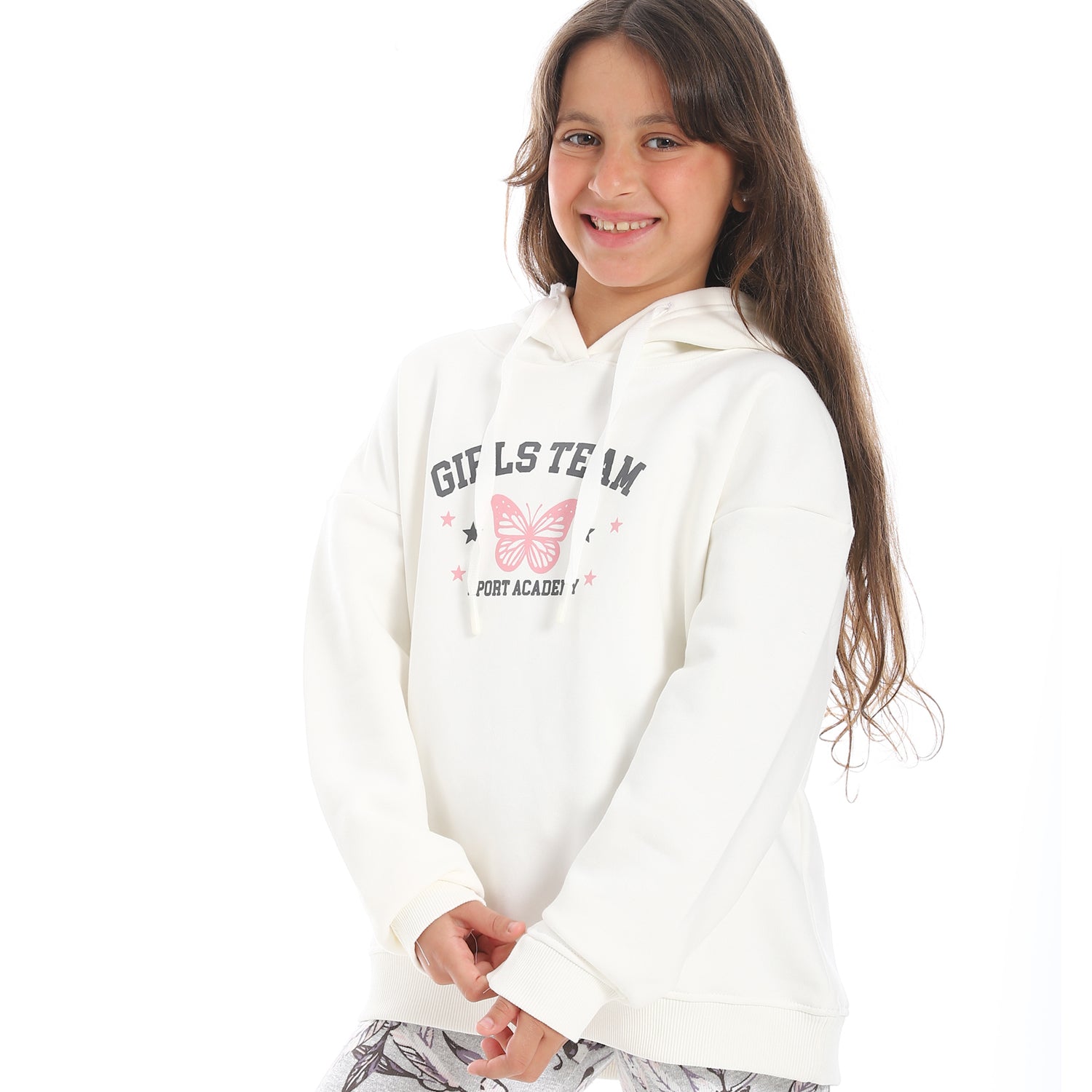 Girls' Winter Pajama Set with Hoodie – Off-White Cozy Loungewear